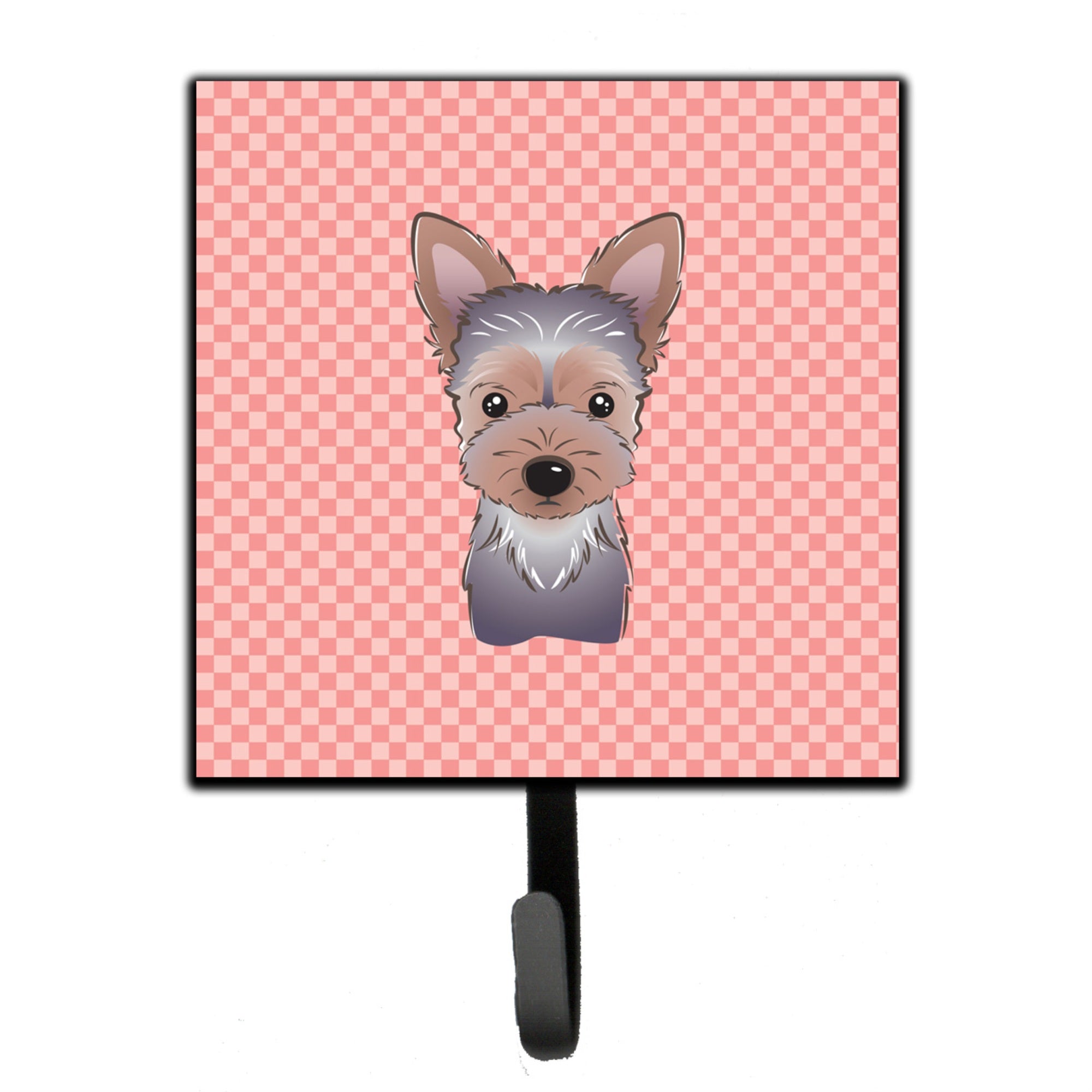 Caroline'S Treasures Bb1232Sh4 Checkerboard Pink Yorkie Puppy Leash Or Key Holder, Small, Multicolor
