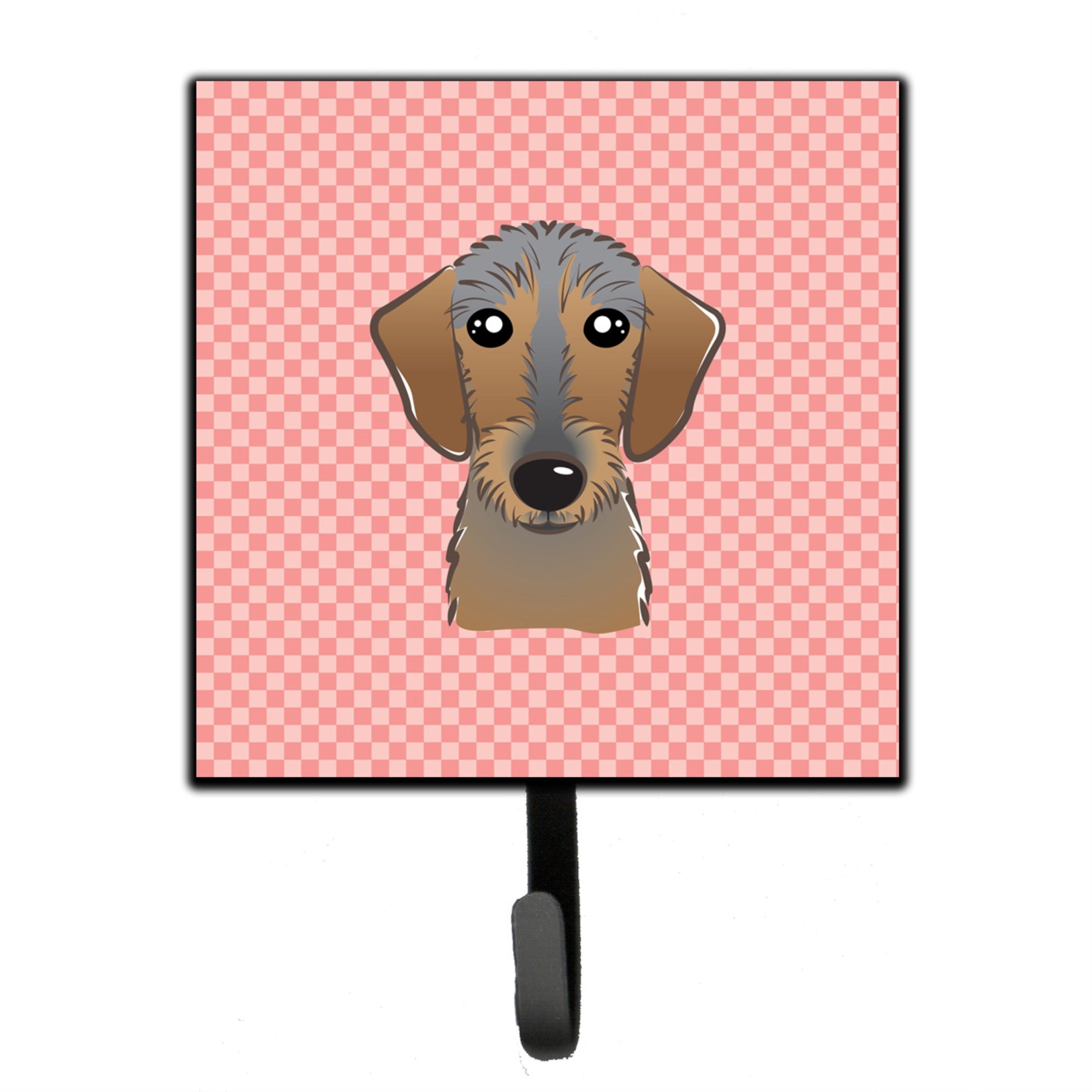 Caroline'S Treasures Bb1233Sh4 Checkerboard Pink Wirehaired Dachshund Leash Or Key Holder, Small, Multicolor