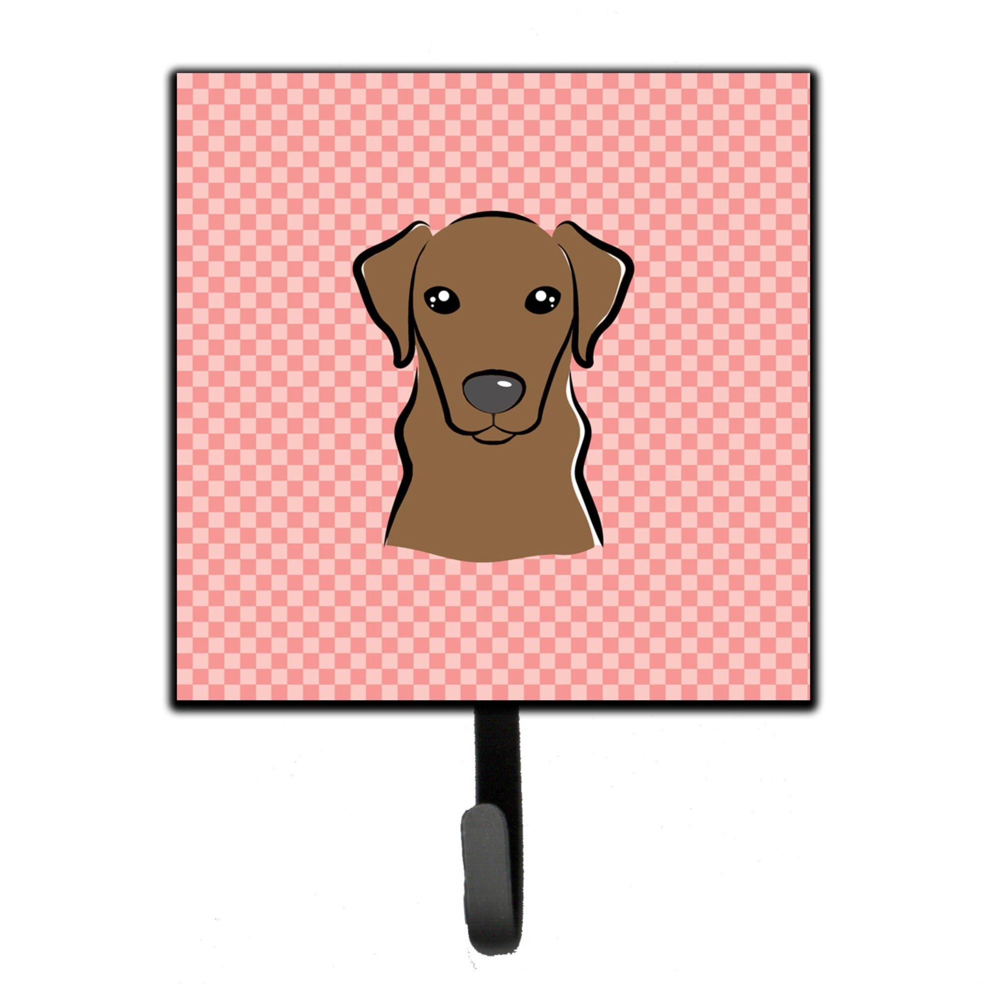 Caroline'S Treasures Bb1234Sh4 Checkerboard Pink Chocolate Labrador Leash Or Key Holder, Small, Multicolor