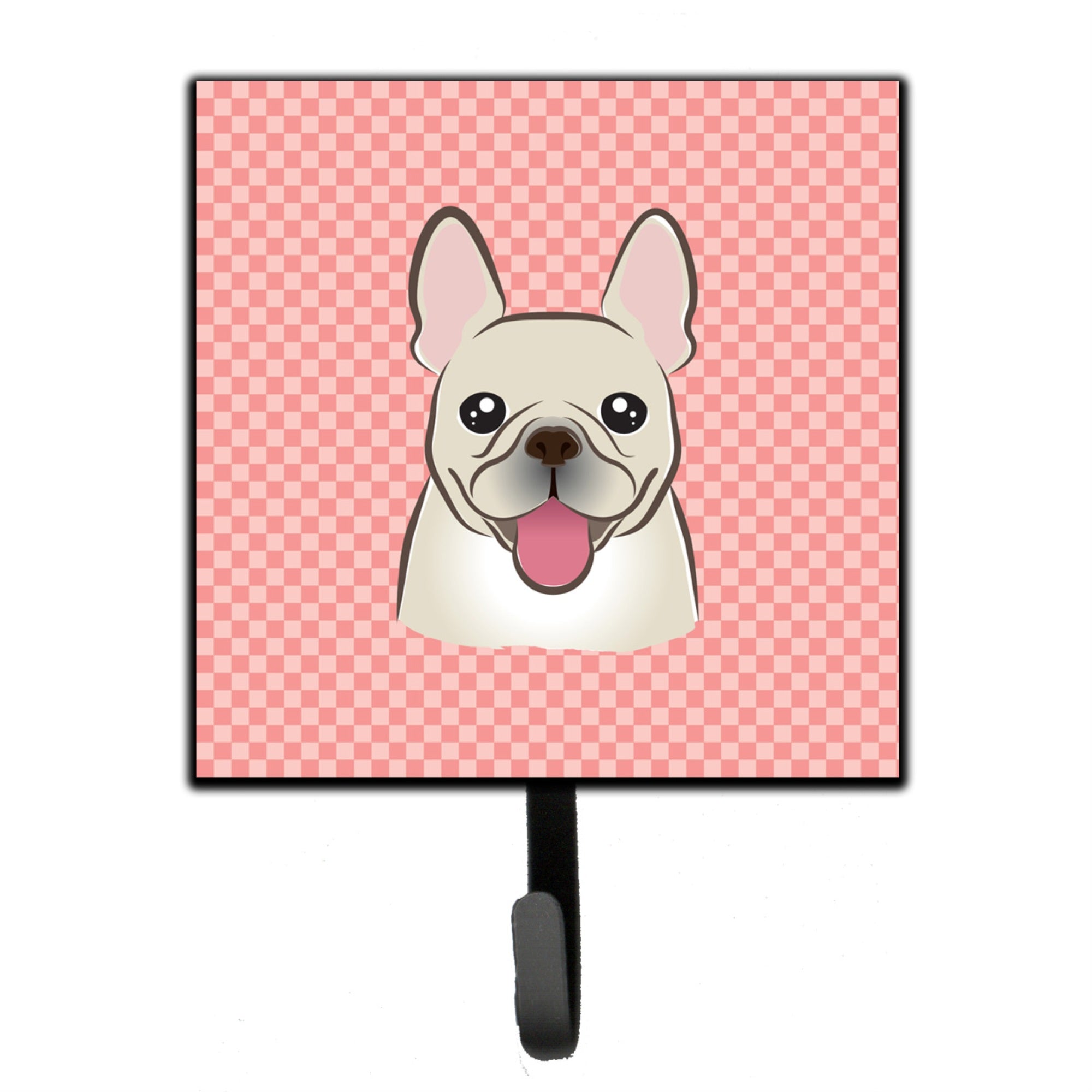 Caroline'S Treasures Bb1238Sh4 Checkerboard Pink French Bulldog Leash Or Key Holder, Small, Multicolor