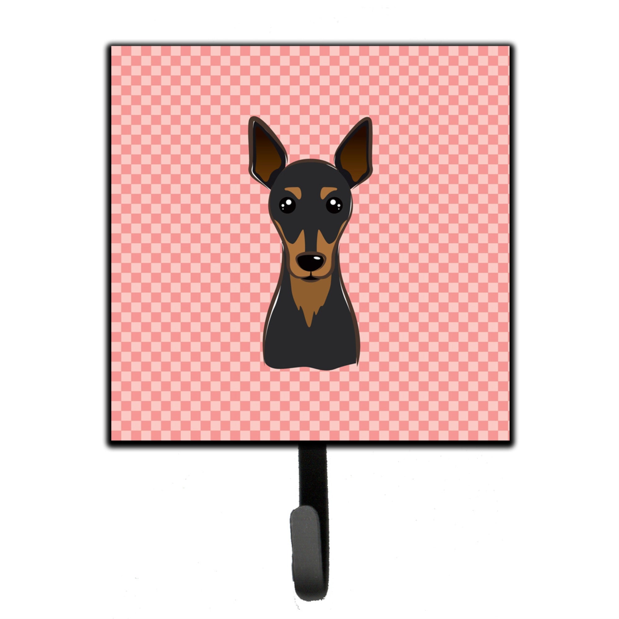 Caroline'S Treasures Bb1240Sh4 Checkerboard Pink Min Pin Leash Or Key Holder, Small, Multicolor