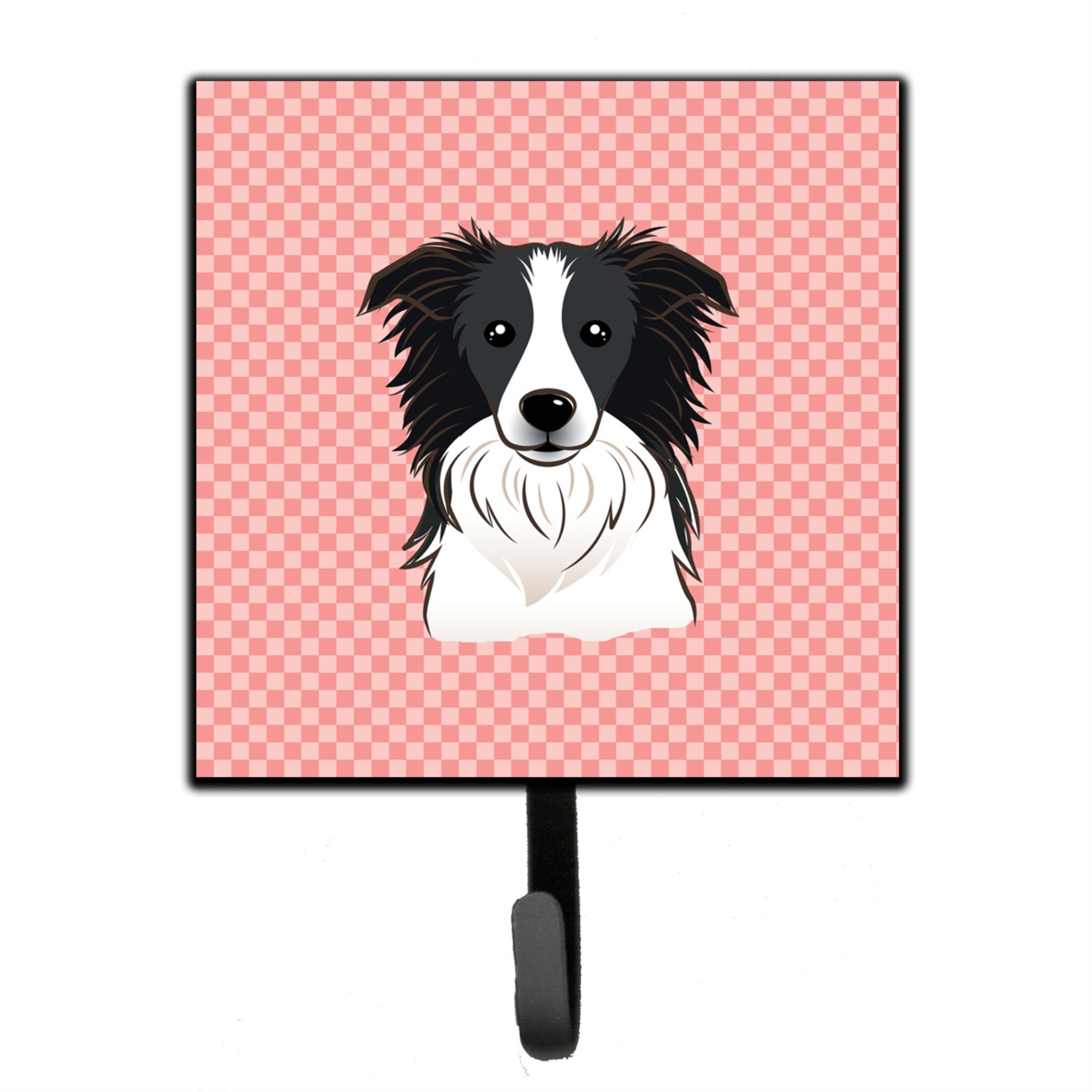 Caroline'S Treasures Bb1241Sh4 Checkerboard Pink Border Collie Leash Or Key Holder, Small, Multicolor