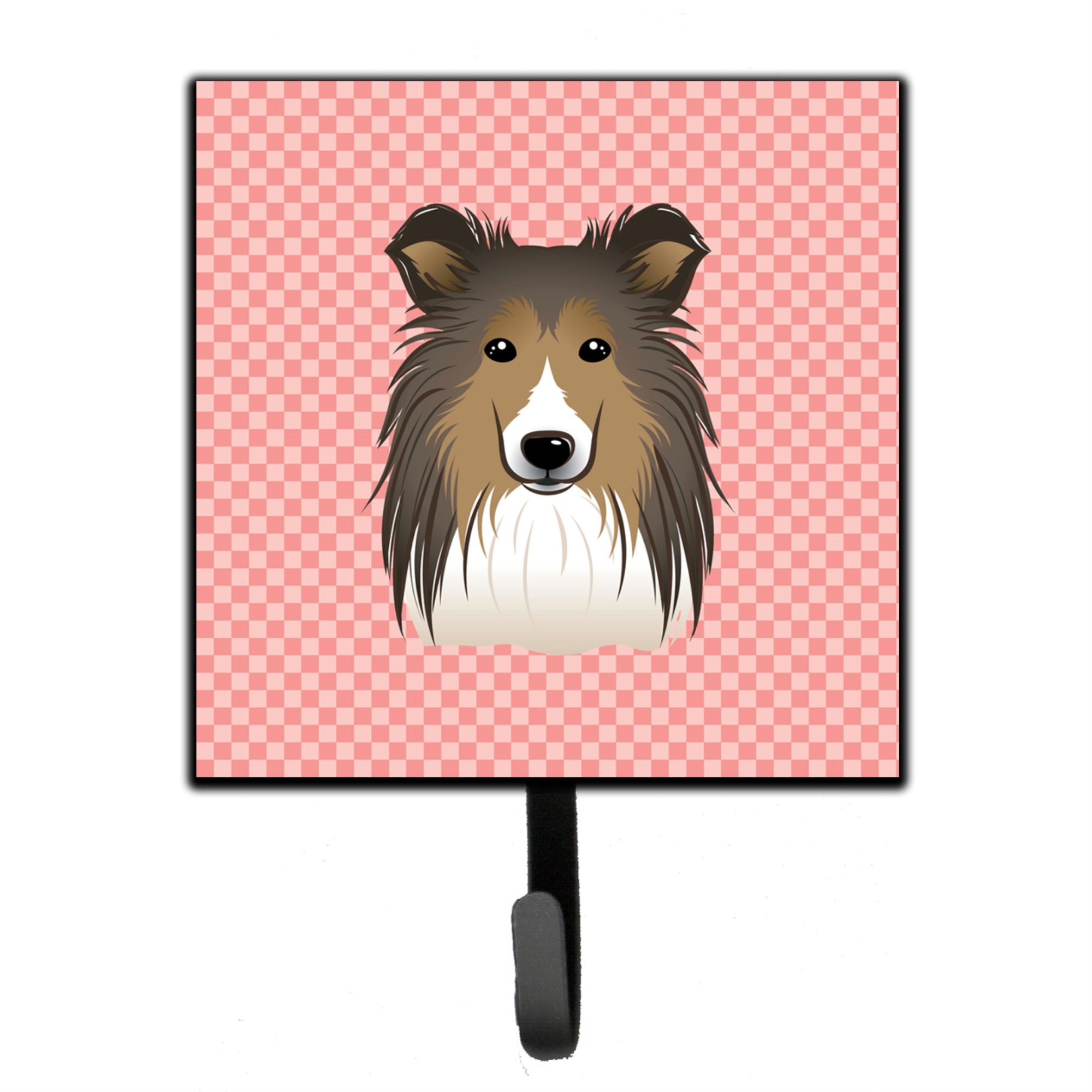 Caroline'S Treasures Bb1242Sh4 Checkerboard Pink Sheltie Leash Or Key Holder, Small, Multicolor