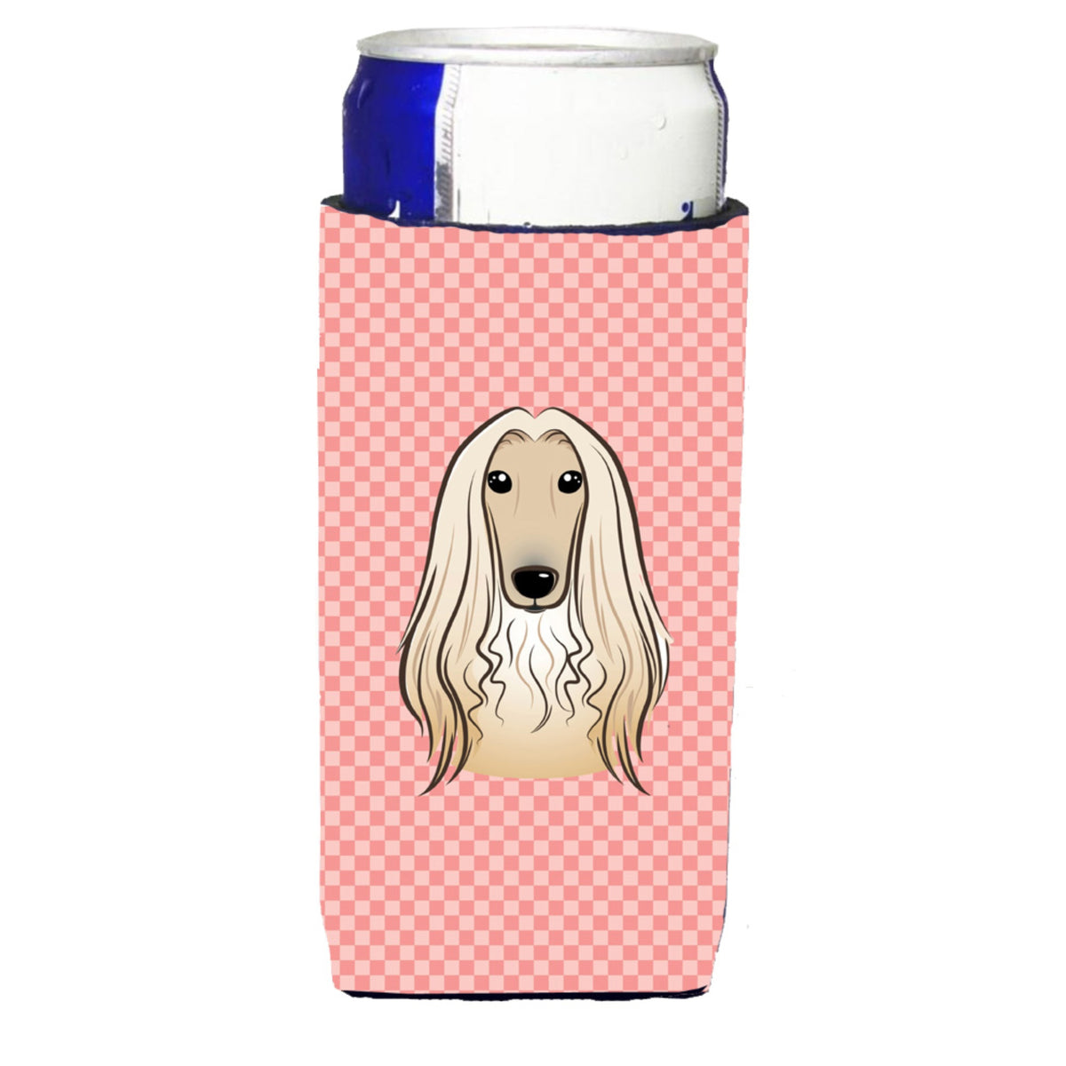 Checkerboard Pink Afghan Hound Ultra Beverage Insulators For Slim Cans Bb1244Muk