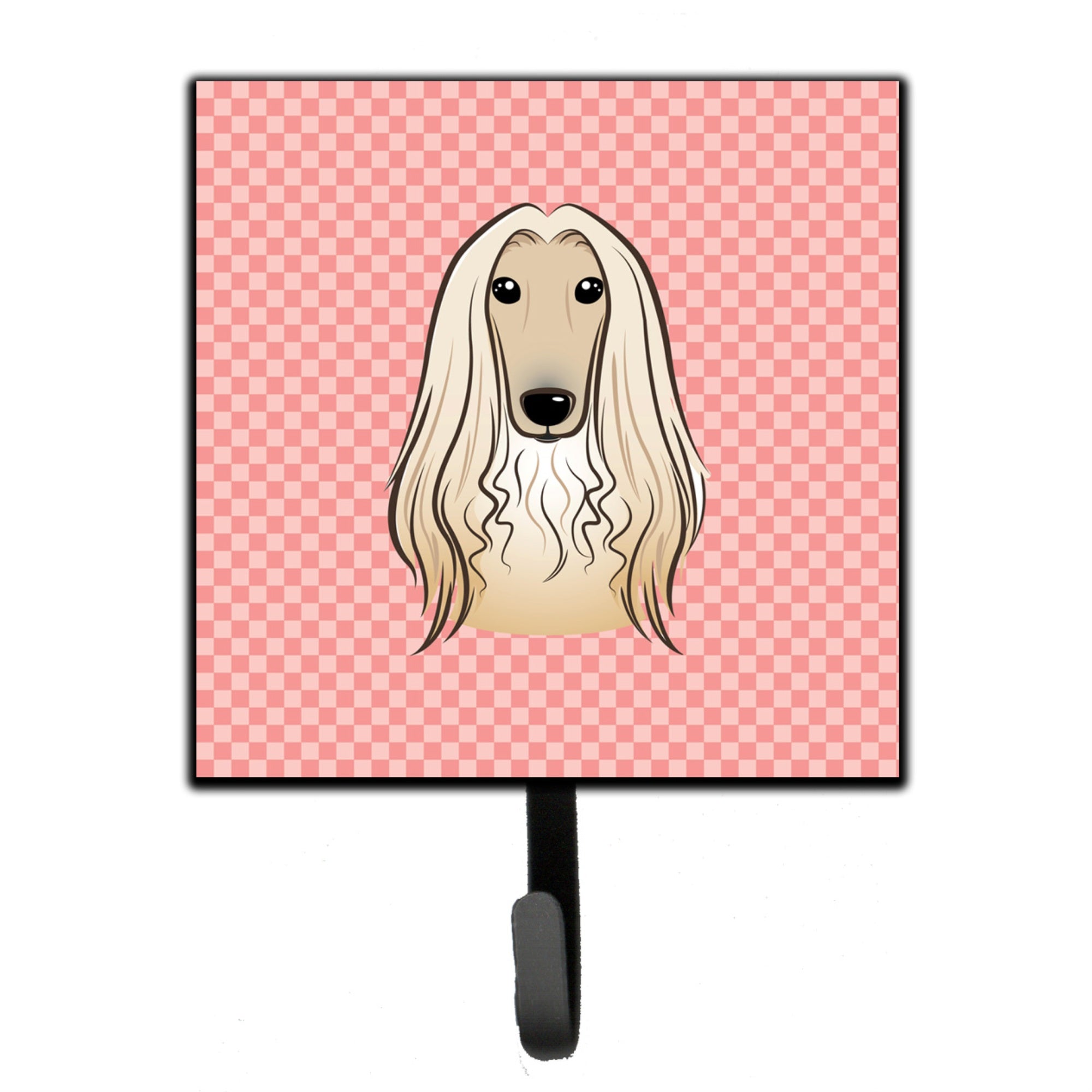 Caroline'S Treasures Bb1244Sh4 Checkerboard Pink Afghan Hound Leash Or Key Holder, Small, Multicolor