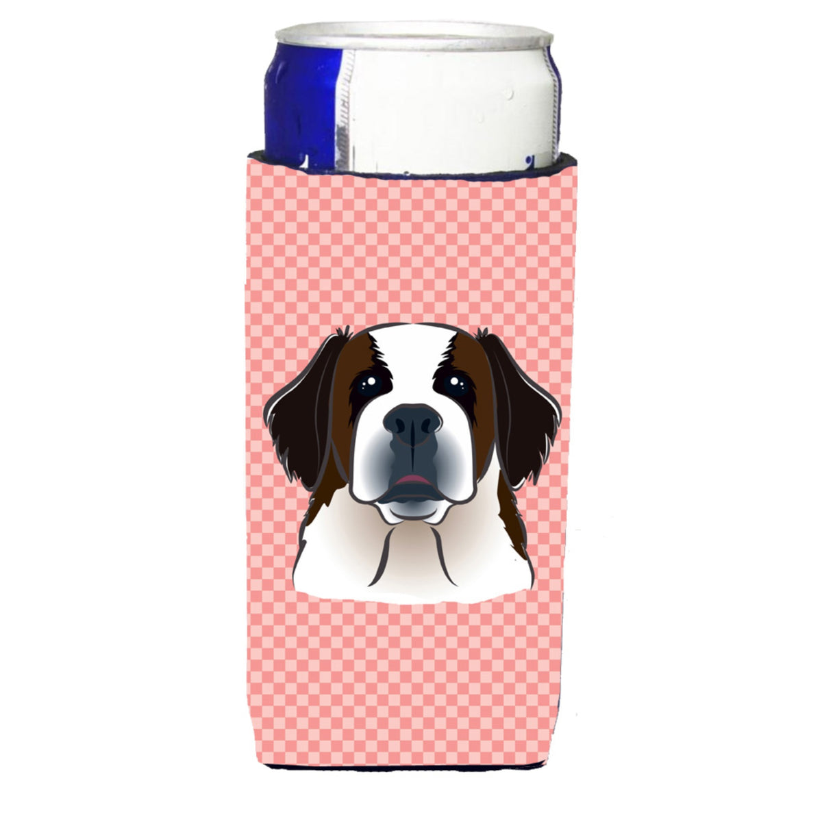 Checkerboard Pink Saint Bernard Ultra Beverage Insulators For Slim Cans Bb1246Muk
