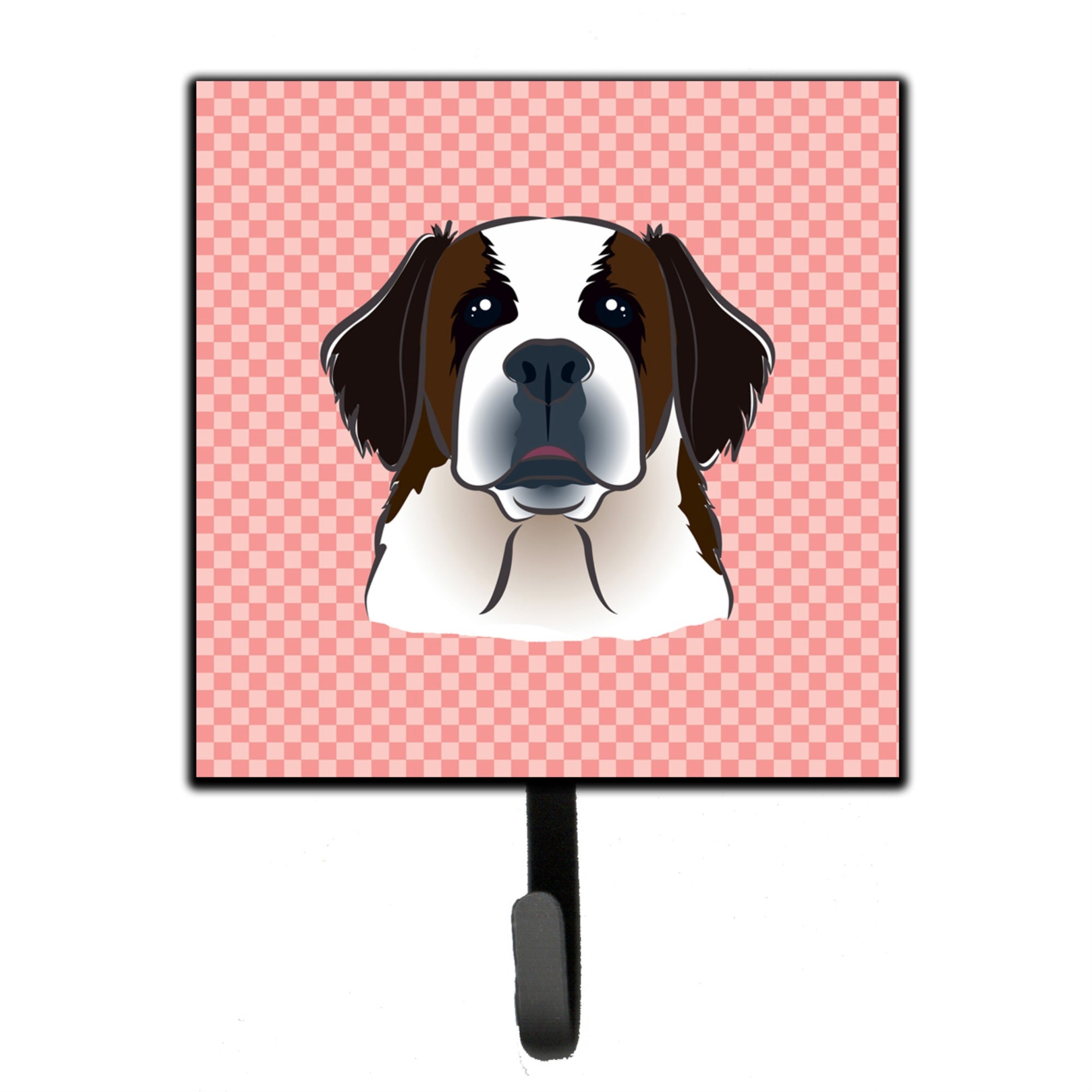Caroline'S Treasures Bb1246Sh4 Checkerboard Pink Saint Bernard Leash Or Key Holder, Small, Multicolor
