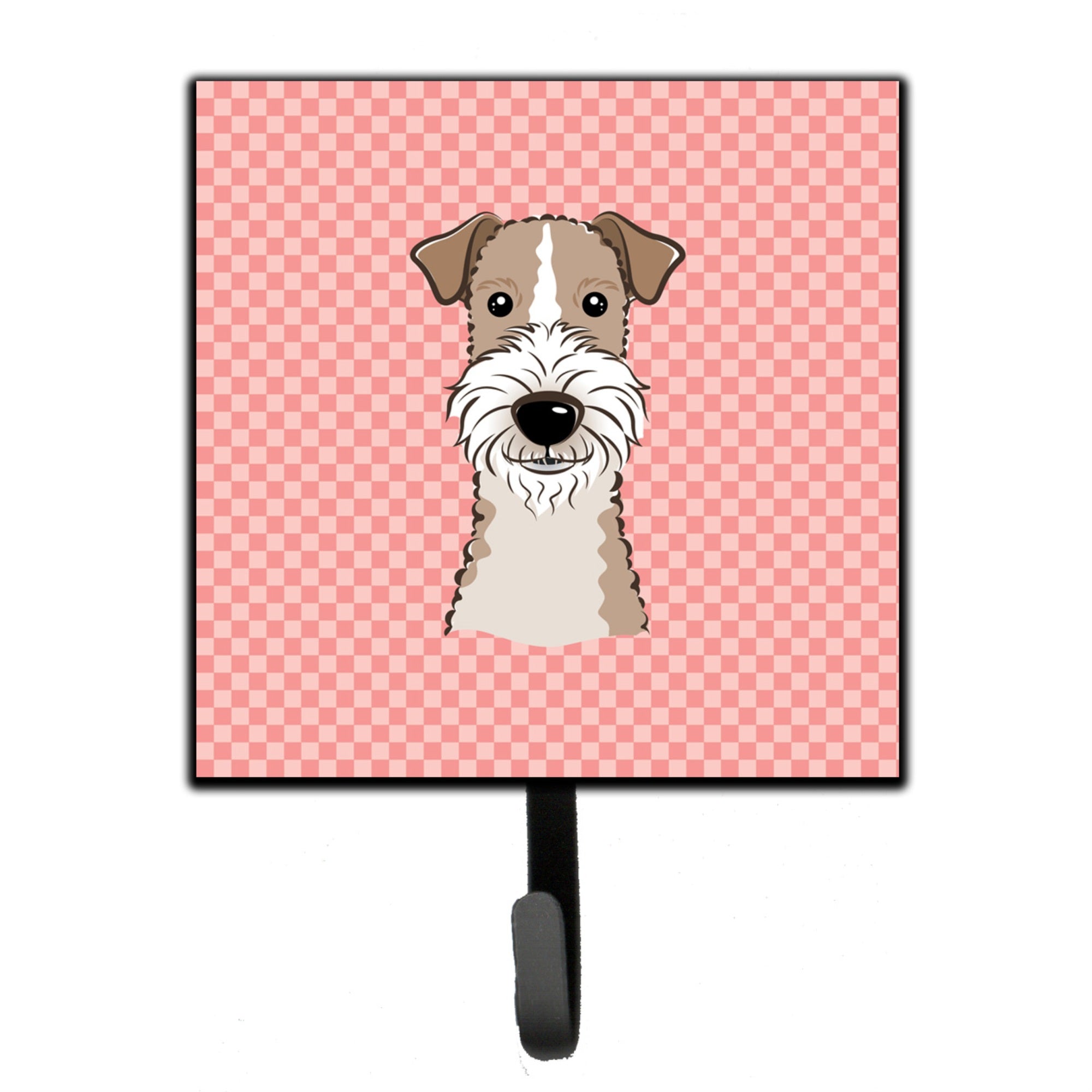 Caroline'S Treasures Bb1247Sh4 Checkerboard Pink Wire Haired Fox Terrier Leash Or Key Holder, Small, Multicolor