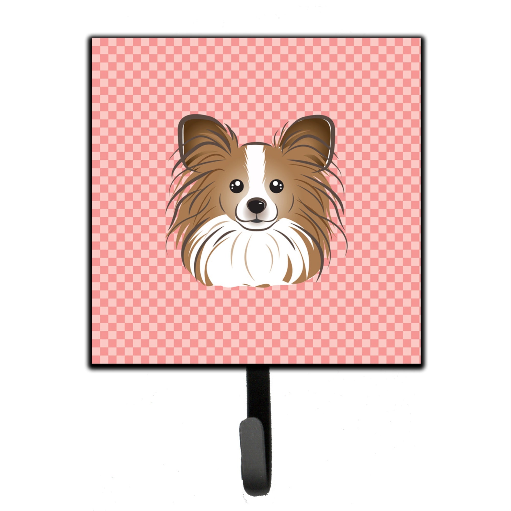 Caroline'S Treasures Bb1248Sh4 Checkerboard Pink Papillion Leash Or Key Holder, Small, Multicolor