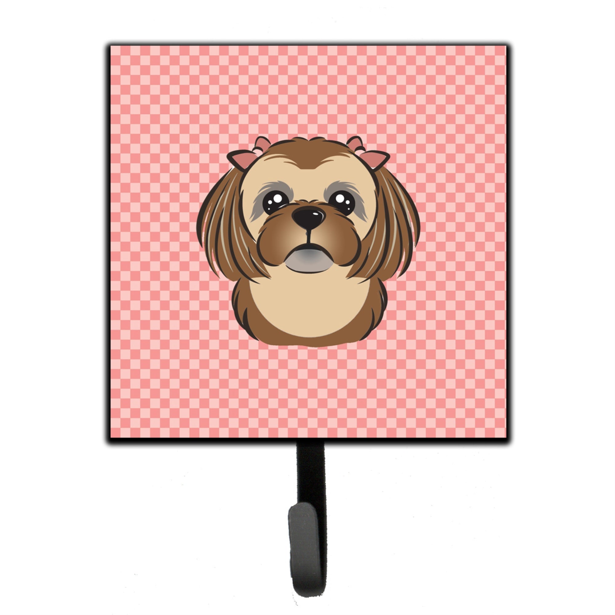 Caroline'S Treasures Bb1249Sh4 Checkerboard Pink Chocolate Brown Shih Tzu Leash Or Key Holder, Small, Multicolor