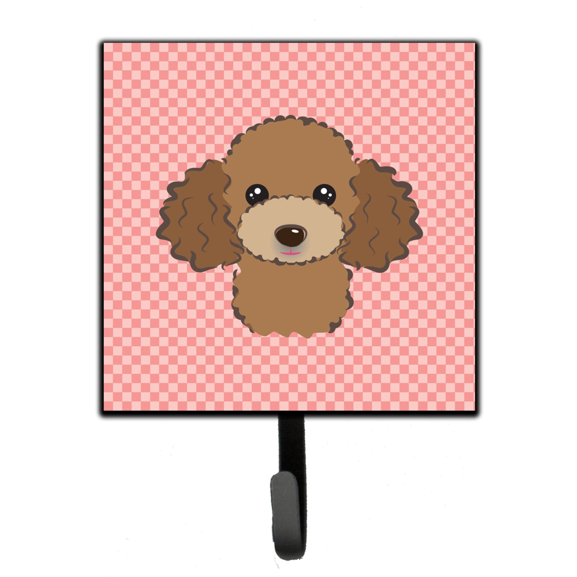 Caroline'S Treasures Bb1256Sh4 Checkerboard Pink Chocolate Brown Poodle Leash Or Key Holder, Small, Multicolor