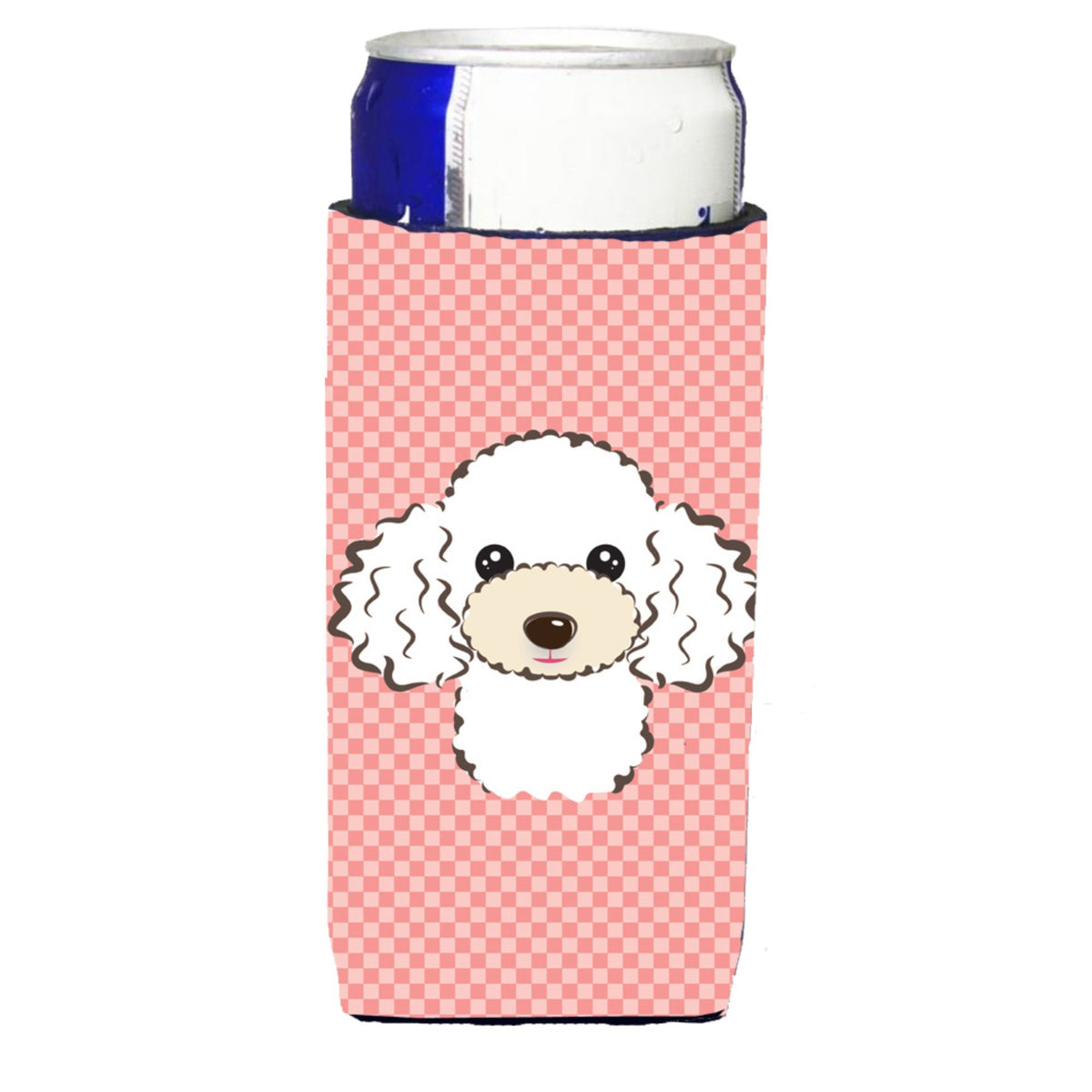 Checkerboard Pink White Poodle Ultra Beverage Insulators For Slim Cans Bb1257Muk
