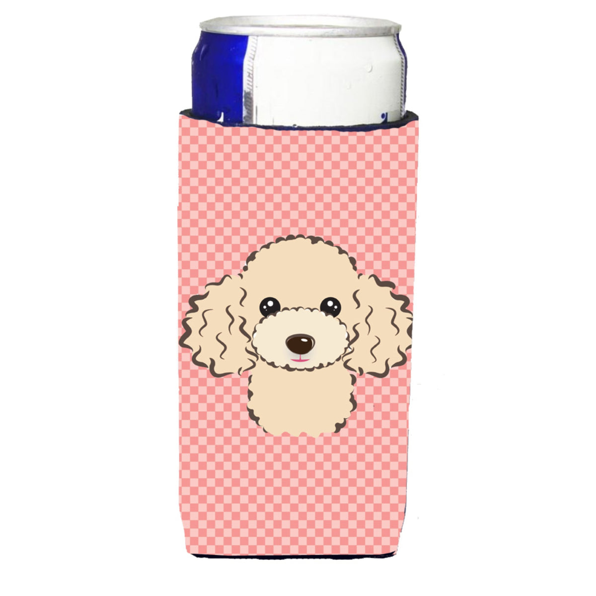 Checkerboard Pink Buff Poodle Ultra Beverage Insulators For Slim Cans Bb1258Muk