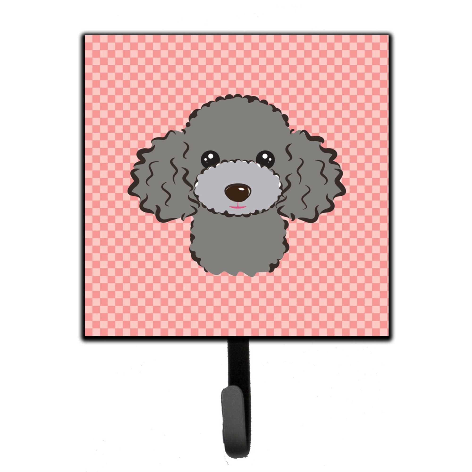 Caroline'S Treasures Bb1259Sh4 Checkerboard Pink Silver Gray Poodle Leash Or Key Holder, Small, Multicolor