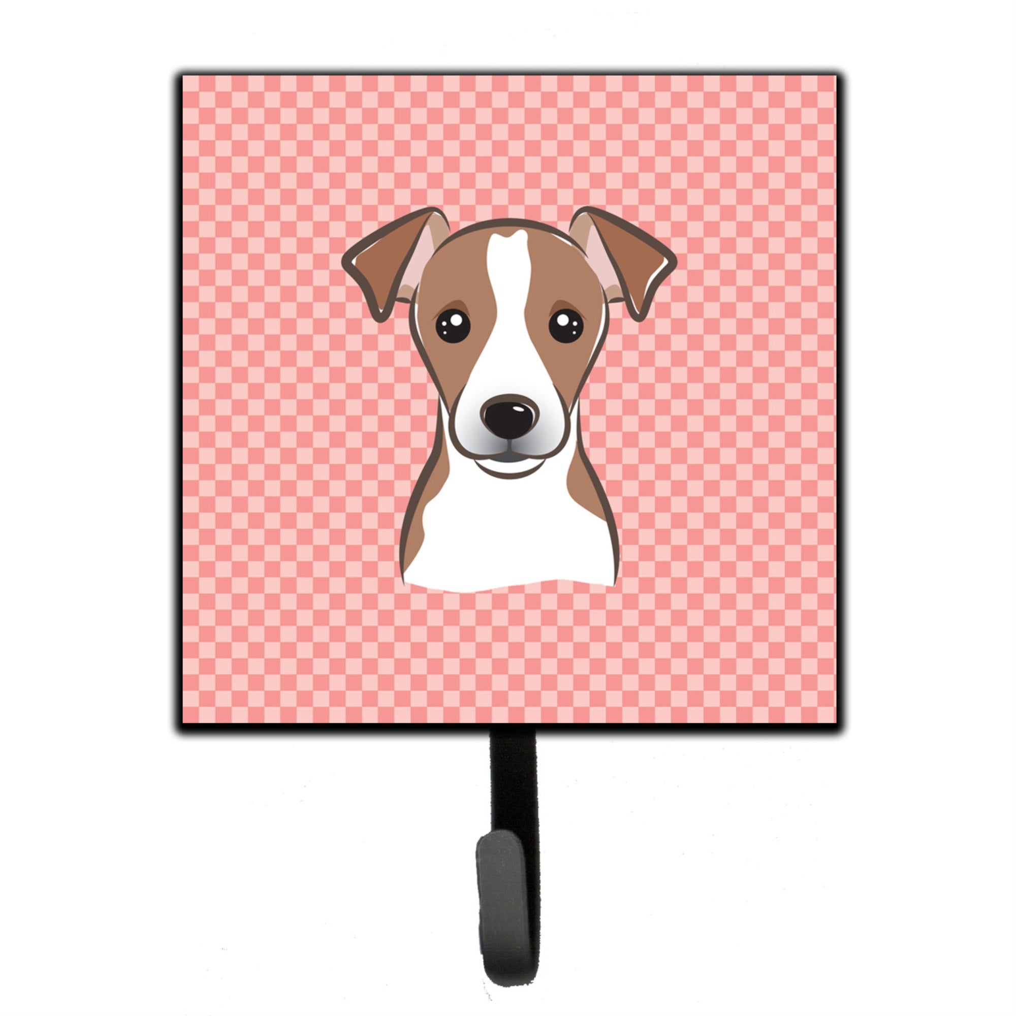 Caroline'S Treasures Bb1260Sh4 Checkerboard Pink Jack Russell Terrier Leash Or Key Holder, Small, Multicolor