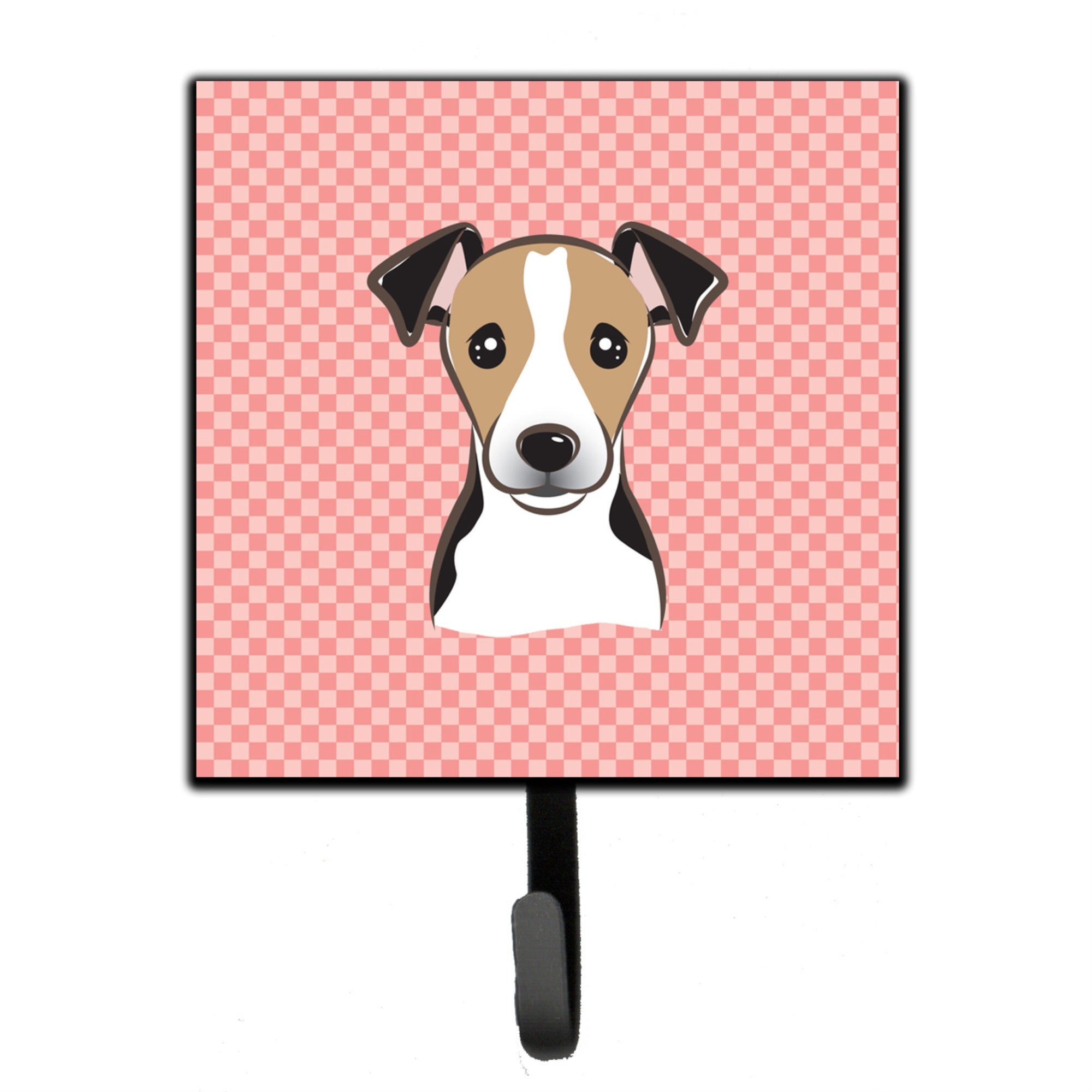 Caroline'S Treasures Bb1261Sh4 Checkerboard Pink Jack Russell Terrier Leash Or Key Holder, Small, Multicolor