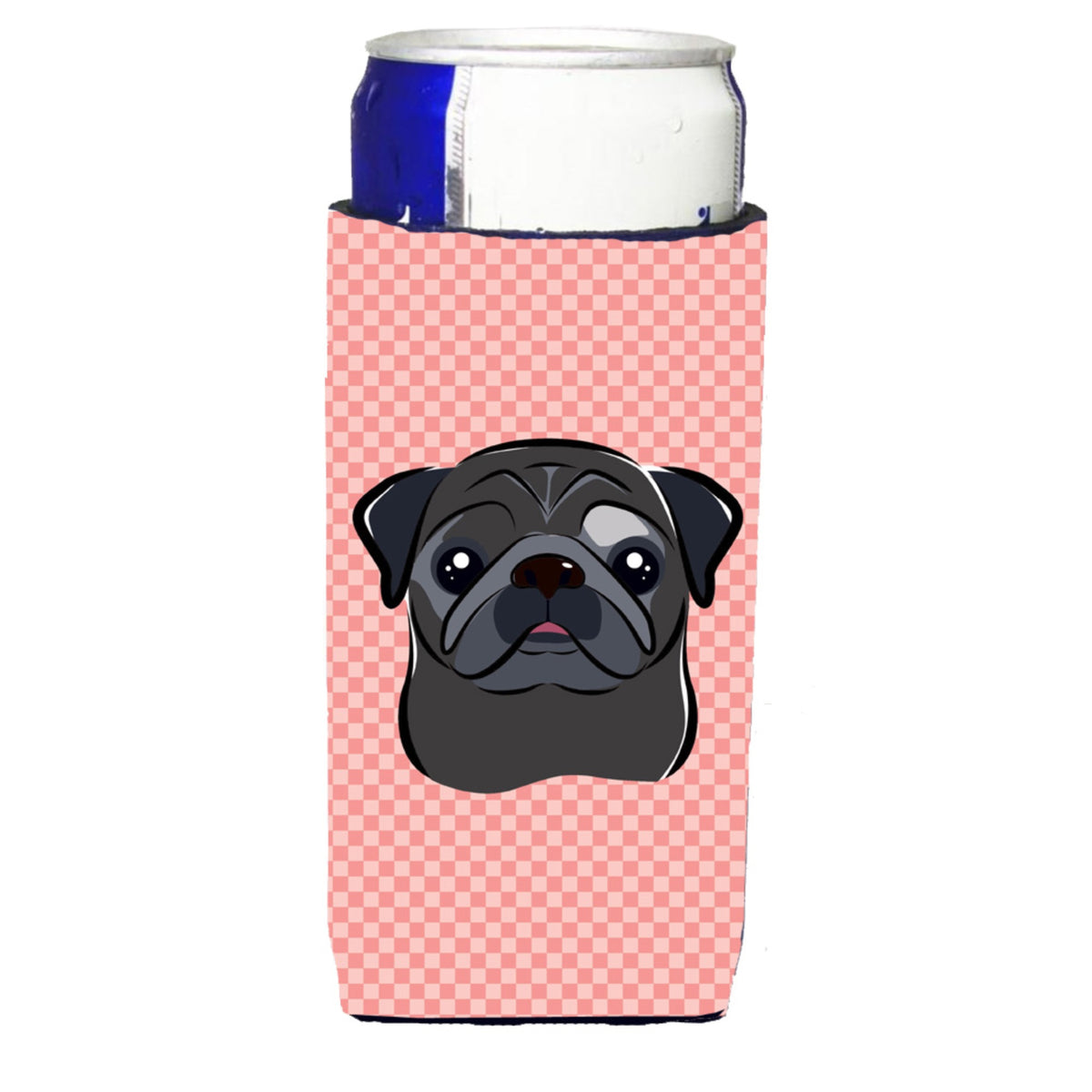 Checkerboard Pink Black Pug Ultra Beverage Insulators For Slim Cans Bb1263Muk