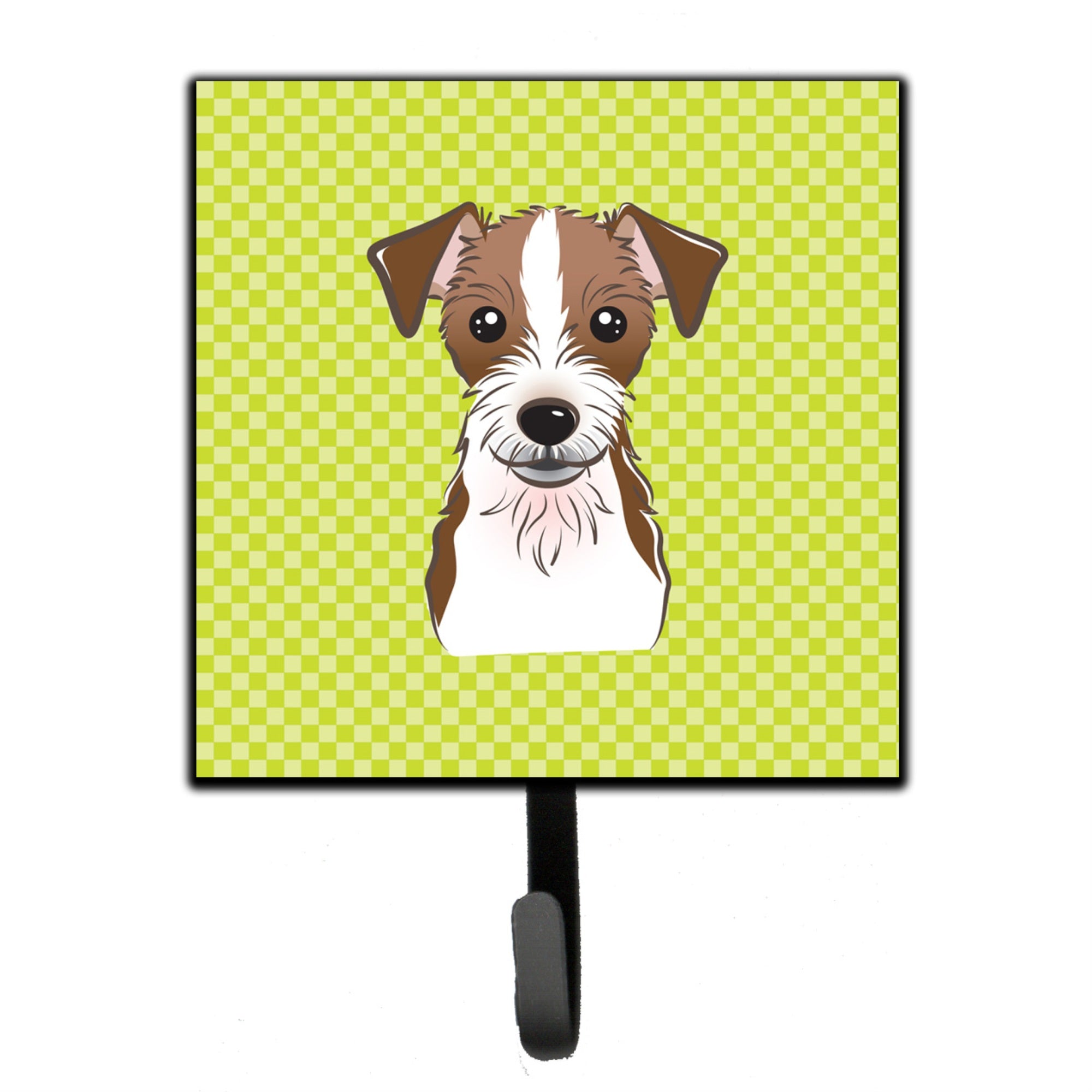 Caroline'S Treasures Bb1264Sh4 Checkerboard Lime Green Jack Russell Terrier Leash Or Key Holder, Small, Multicolor