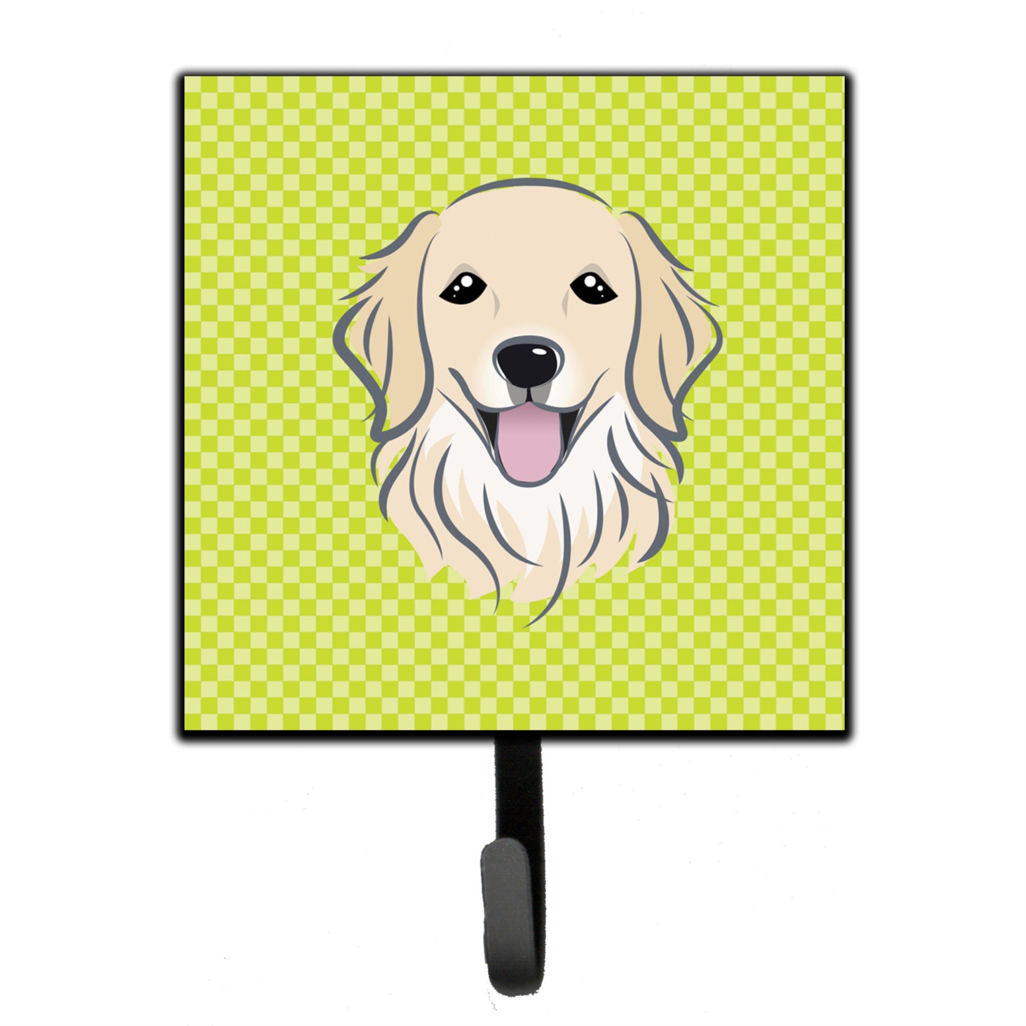 Caroline'S Treasures Bb1267Sh4 Checkerboard Lime Green Golden Retriever Leash Or Key Holder, Small, Multicolor