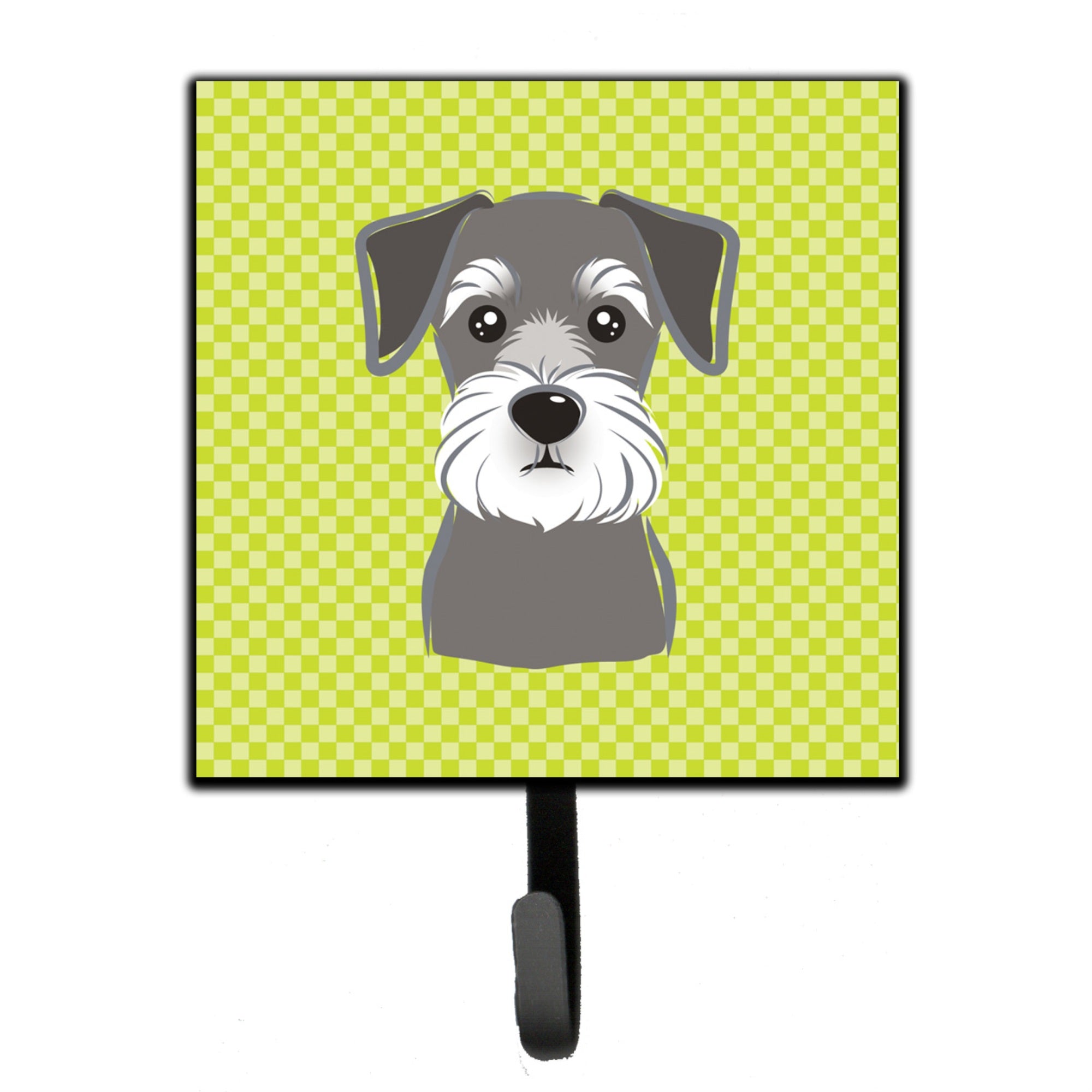 Caroline'S Treasures Bb1268Sh4 Checkerboard Lime Green Schnauzer Leash Or Key Holder, Small, Multicolor