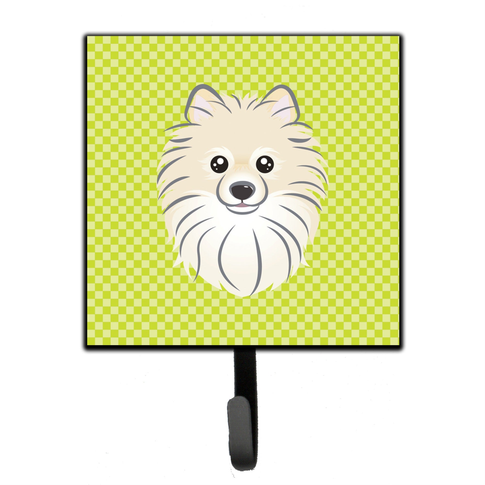 Caroline'S Treasures Bb1269Sh4 Checkerboard Lime Green Pomeranian Leash Or Key Holder, Small, Multicolor