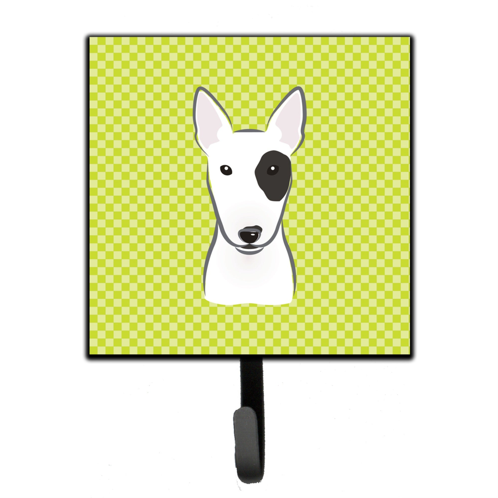 Caroline'S Treasures Bb1271Sh4 Checkerboard Lime Green Bull Terrier Leash Or Key Holder, Small, Multicolor