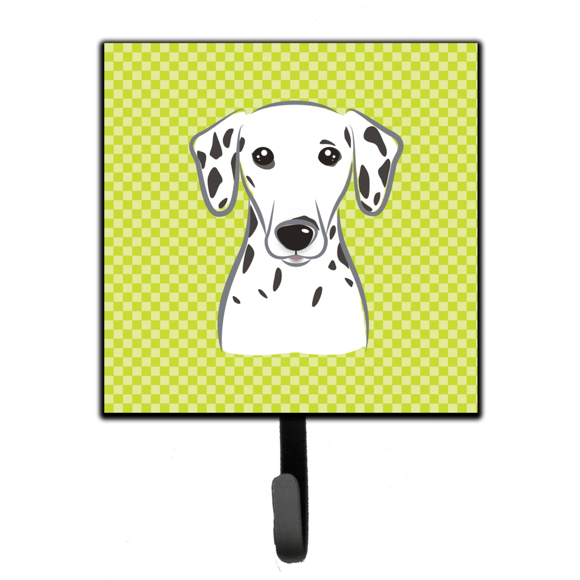 Caroline'S Treasures Bb1272Sh4 Checkerboard Lime Green Dalmatian Leash Or Key Holder, Small, Multicolor