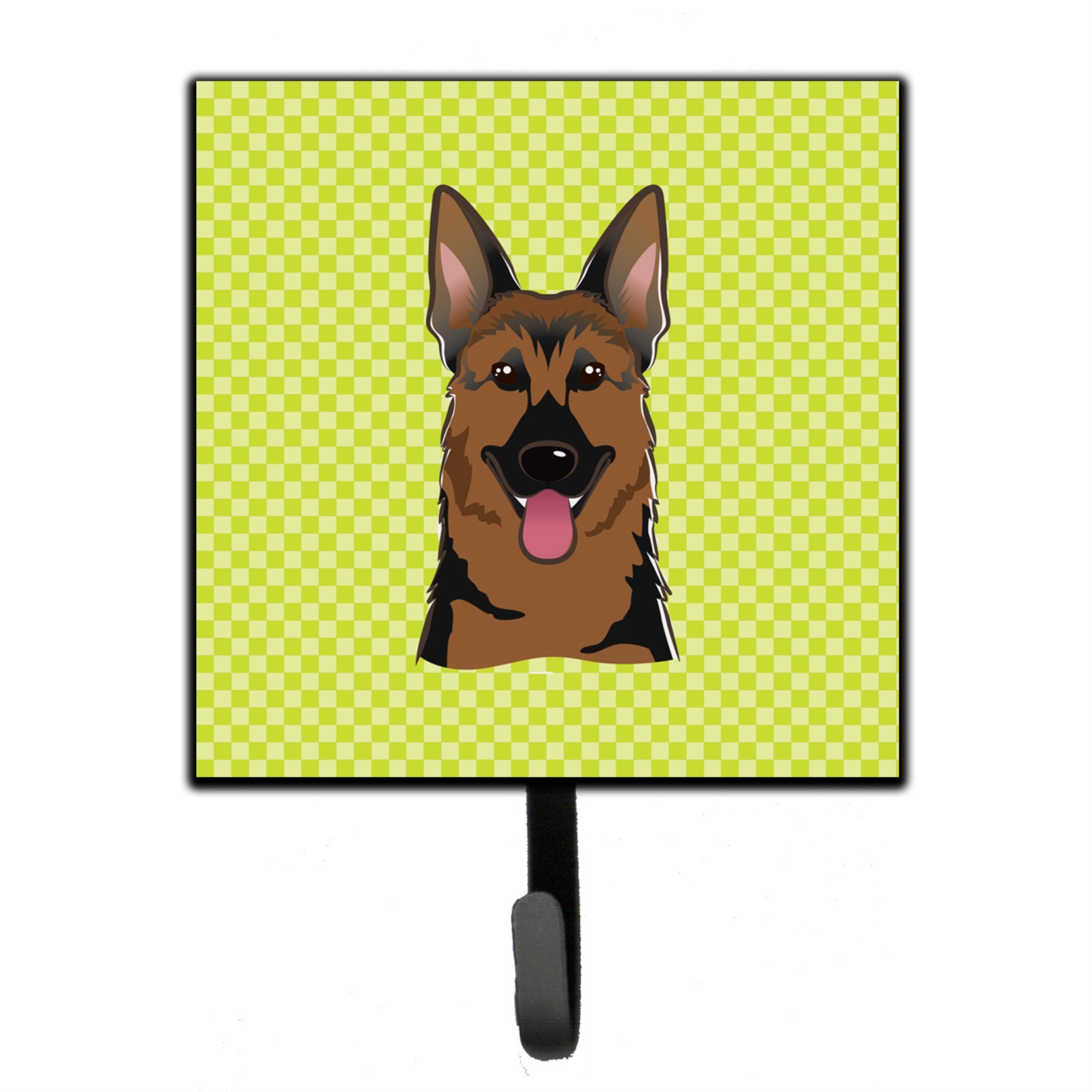 Caroline'S Treasures Bb1273Sh4 Checkerboard Lime Green German Shepherd Leash Or Key Holder, Small, Multicolor