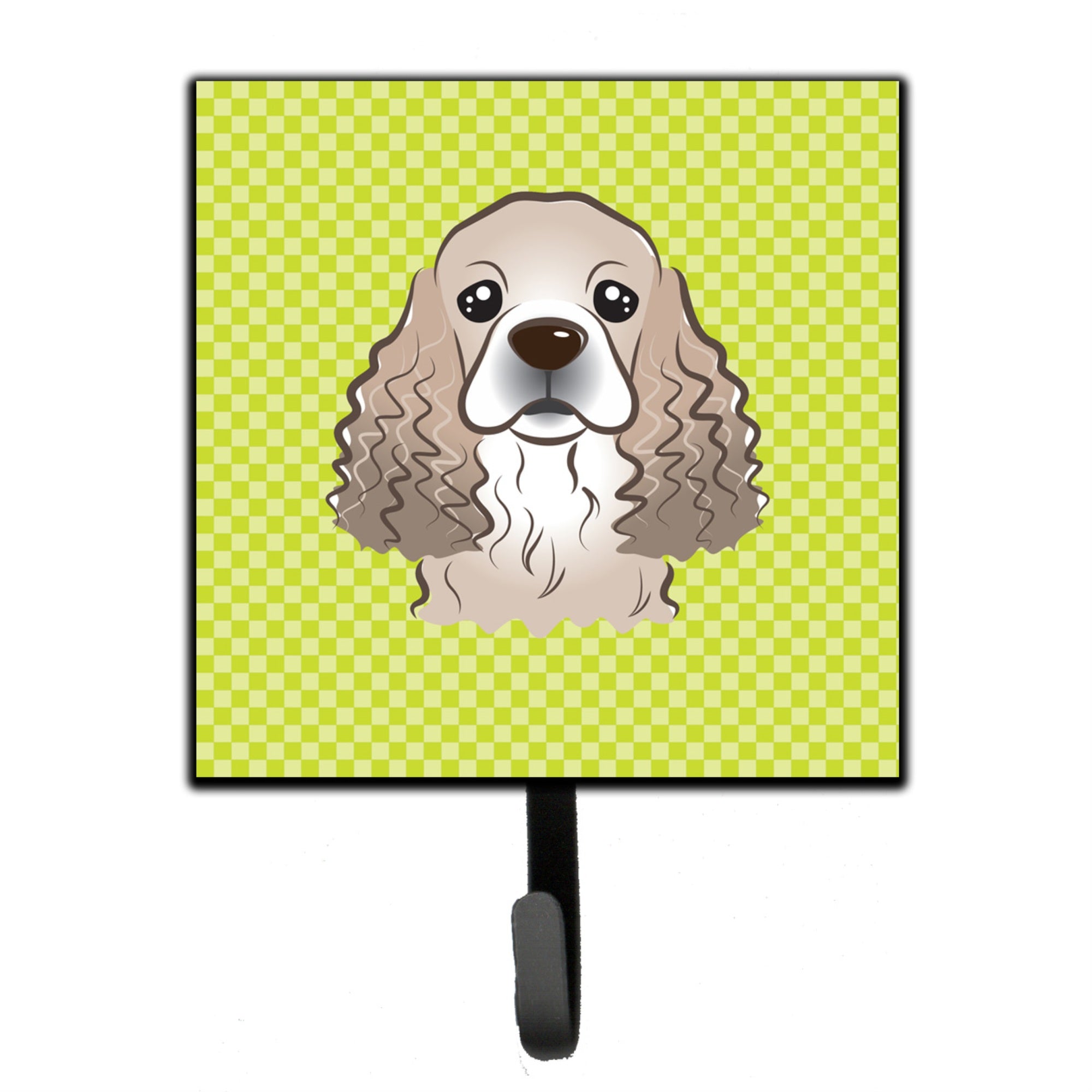 Caroline'S Treasures Bb1278Sh4 Checkerboard Lime Green Cocker Spaniel Leash Or Key Holder, Small, Multicolor
