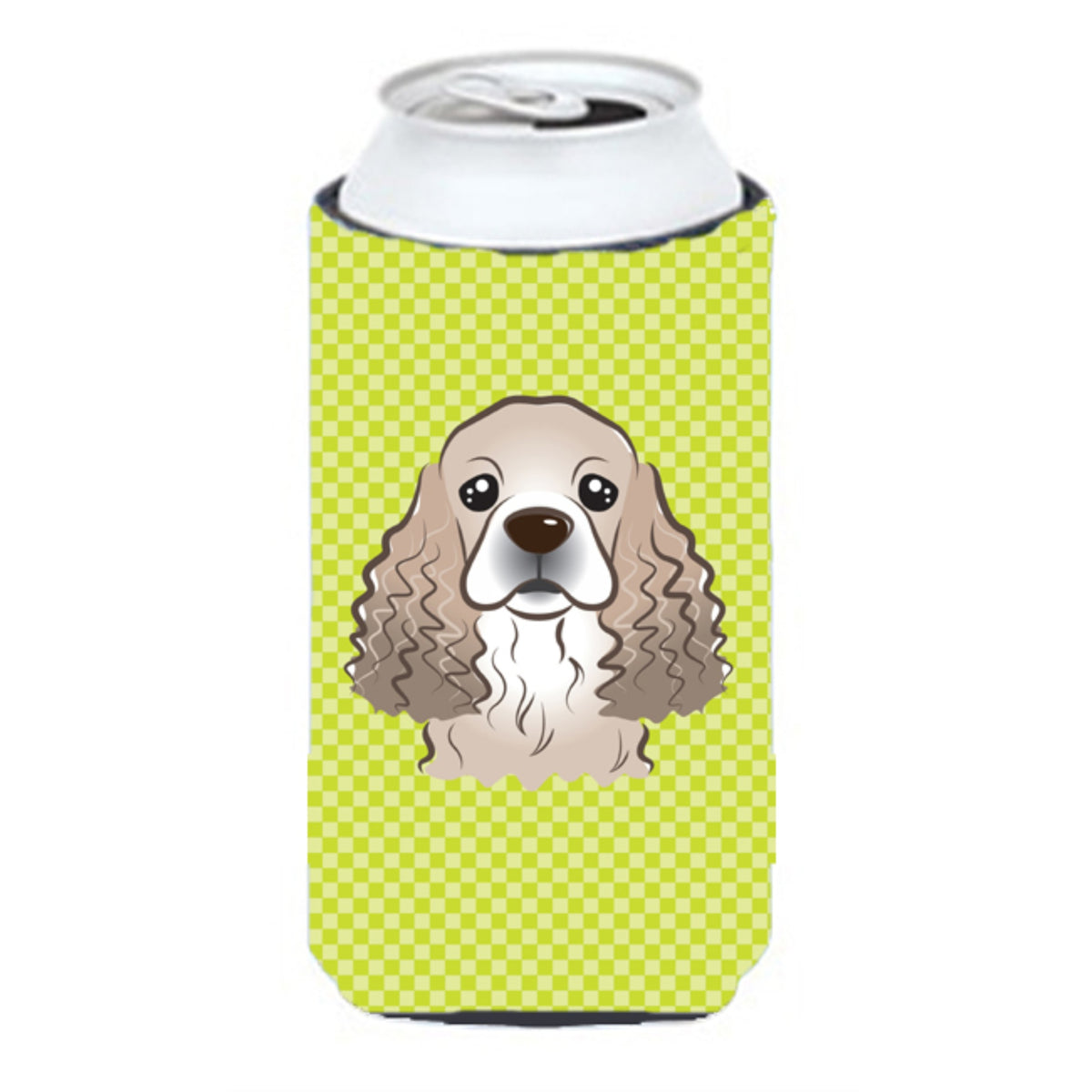 Checkerboard Lime Green Cocker Spaniel Tall Boy Beverage Insulator Hugger Bb1278Tbc