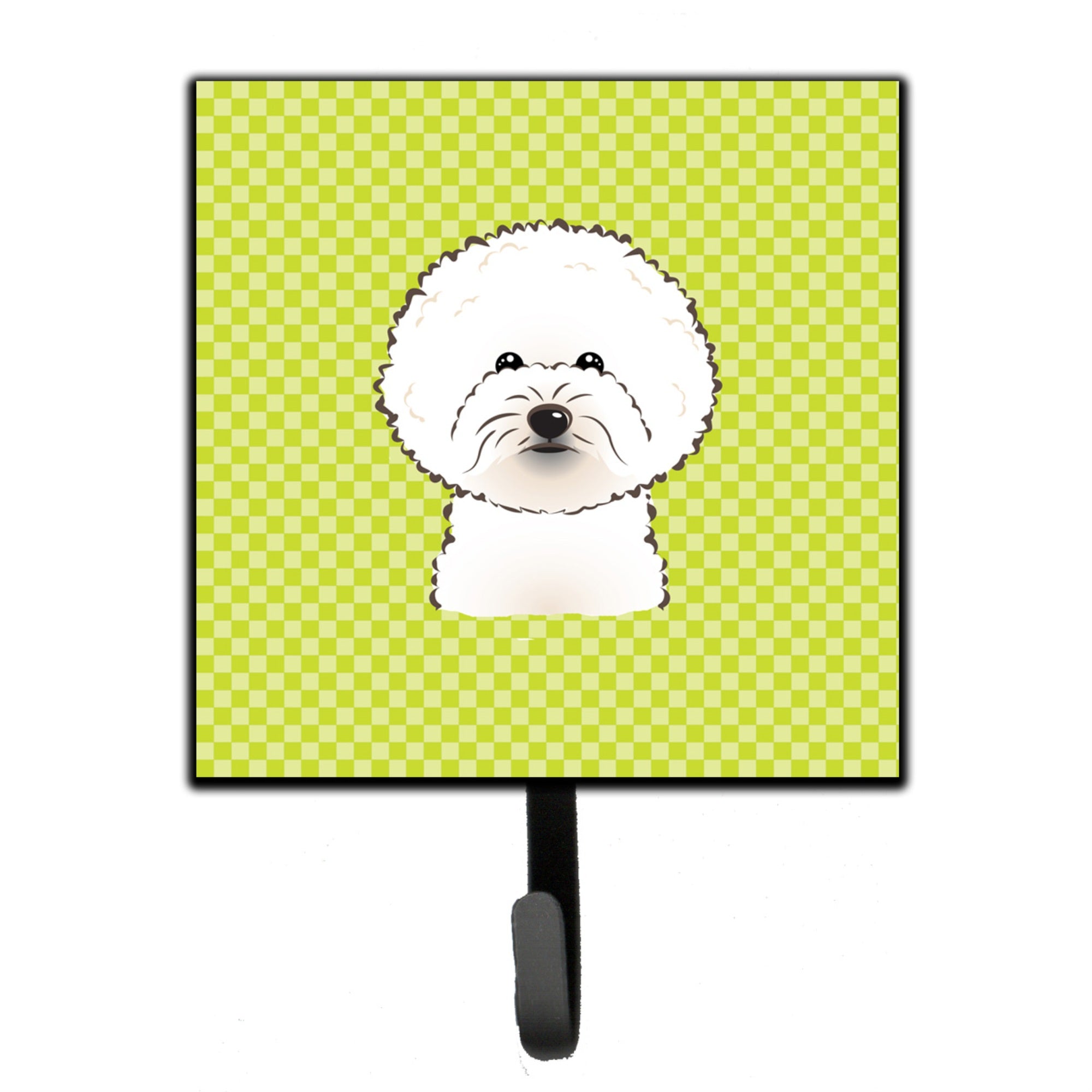 Caroline'S Treasures Bb1279Sh4 Checkerboard Lime Green Bichon Frise Leash Or Key Holder, Small, Multicolor