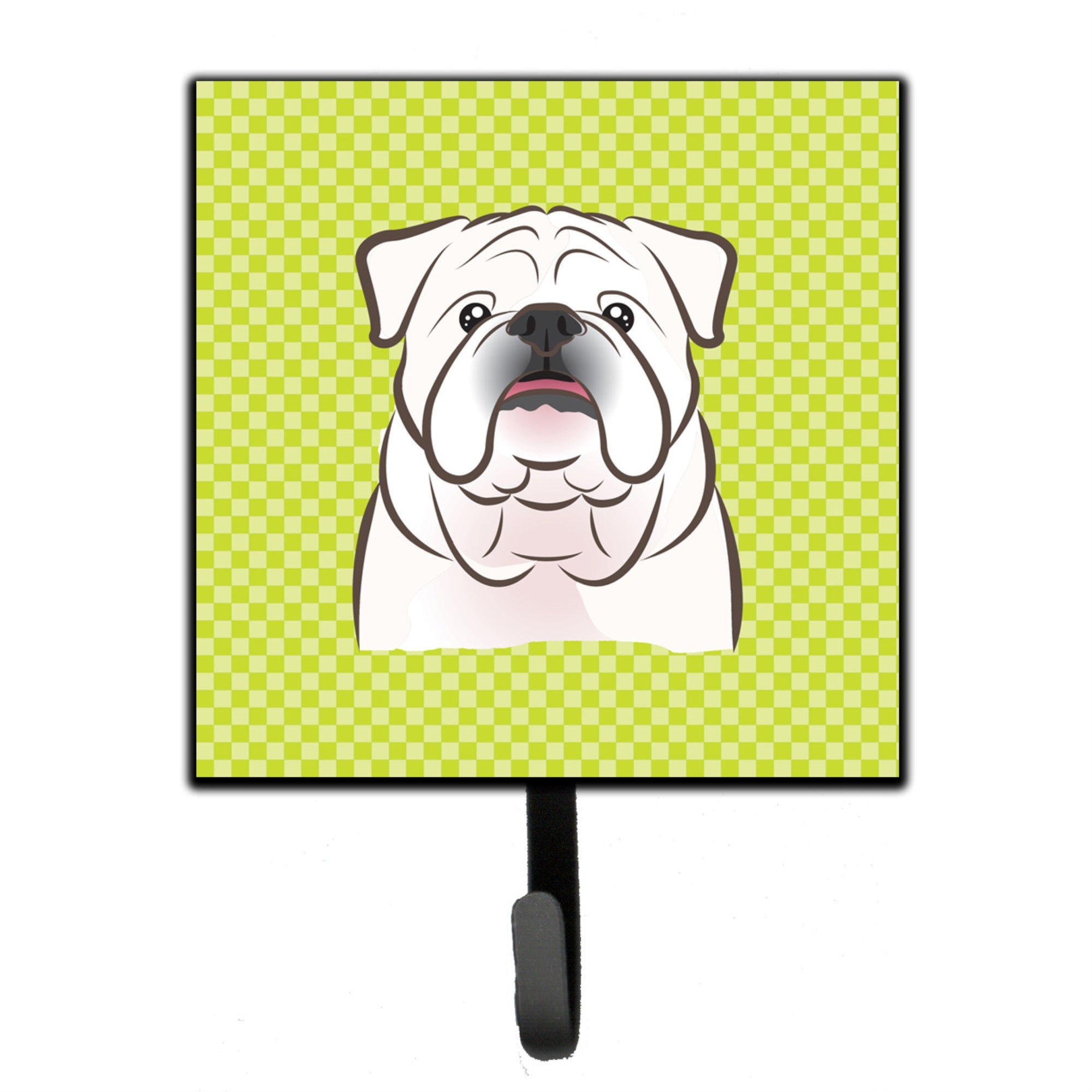 Caroline'S Treasures Bb1282Sh4 Checkerboard Lime Green White English Bulldog Leash Or Key Holder, Small, Multicolor