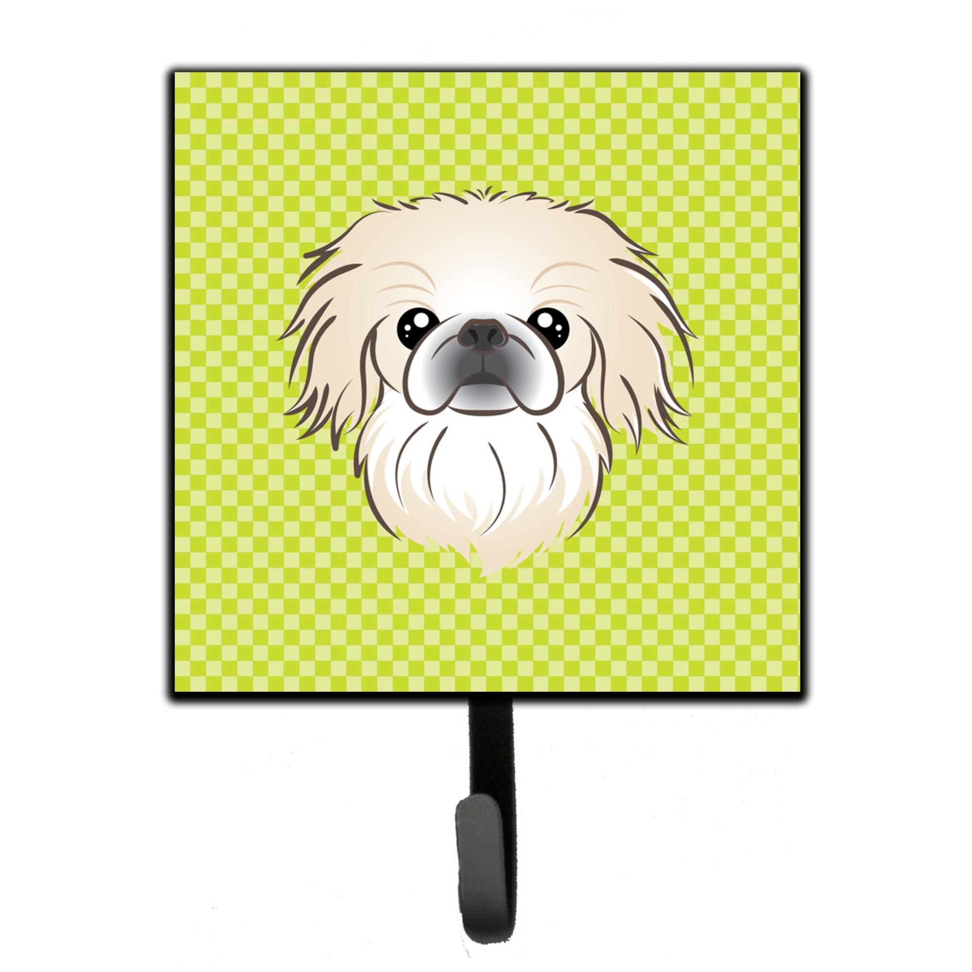 Caroline'S Treasures Bb1283Sh4 Checkerboard Lime Green Pekingese Leash Or Key Holder, Small, Multicolor