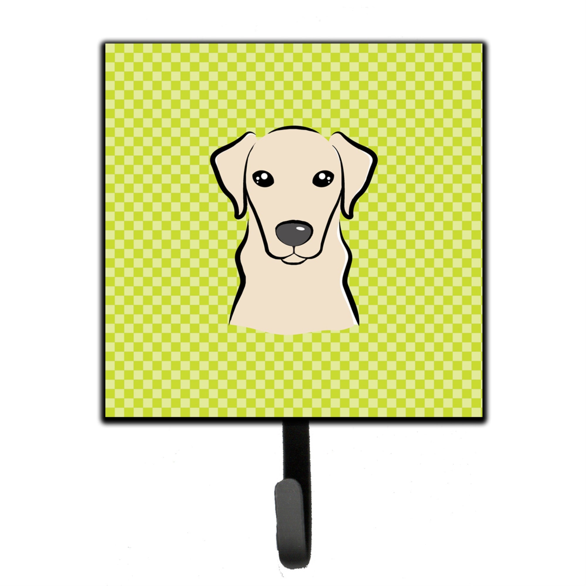 Caroline'S Treasures Bb1284Sh4 Checkerboard Lime Green Yellow Labrador Leash Or Key Holder, Small, Multicolor