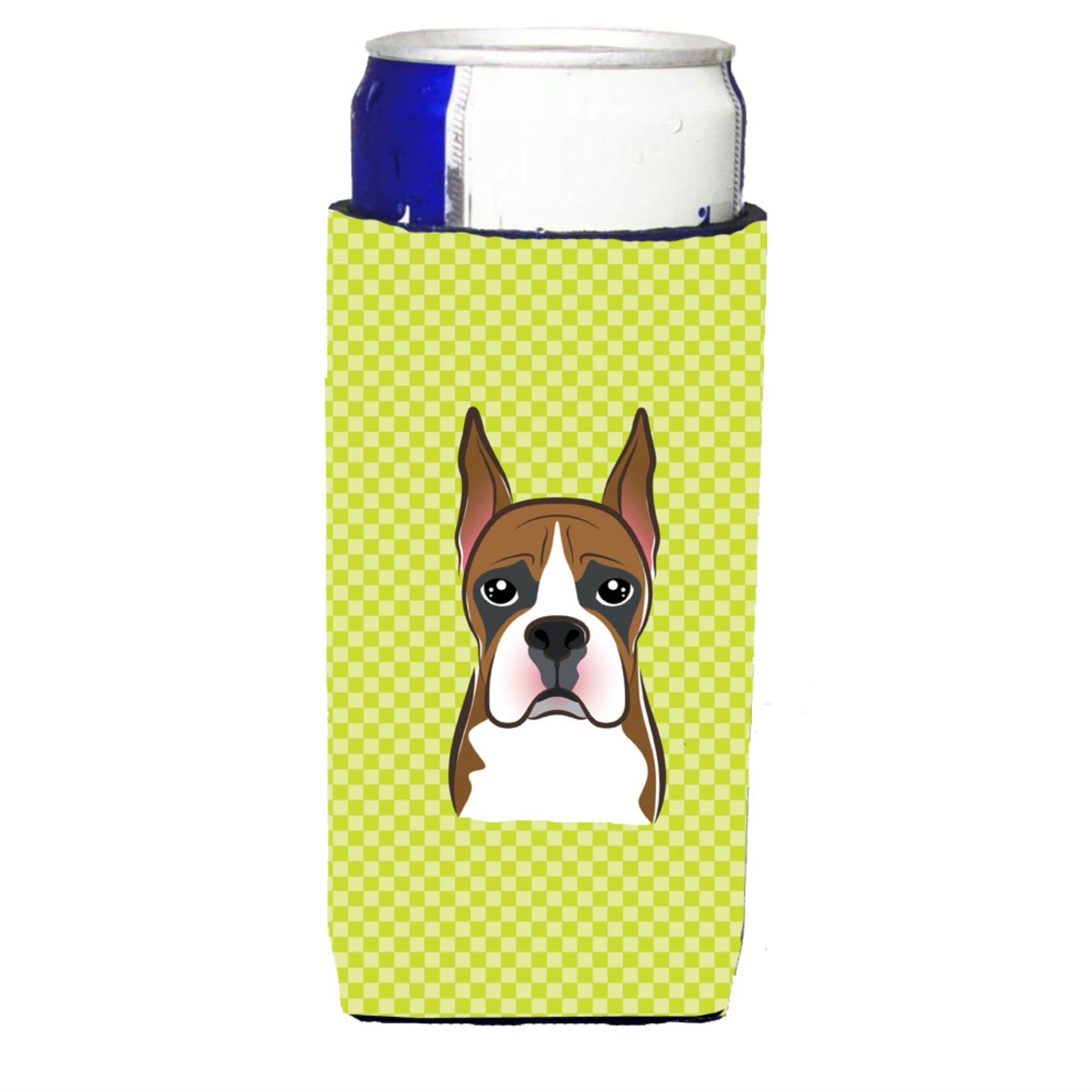Checkerboard Lime Green Boxer Ultra Beverage Insulators For Slim Cans Bb1285Muk