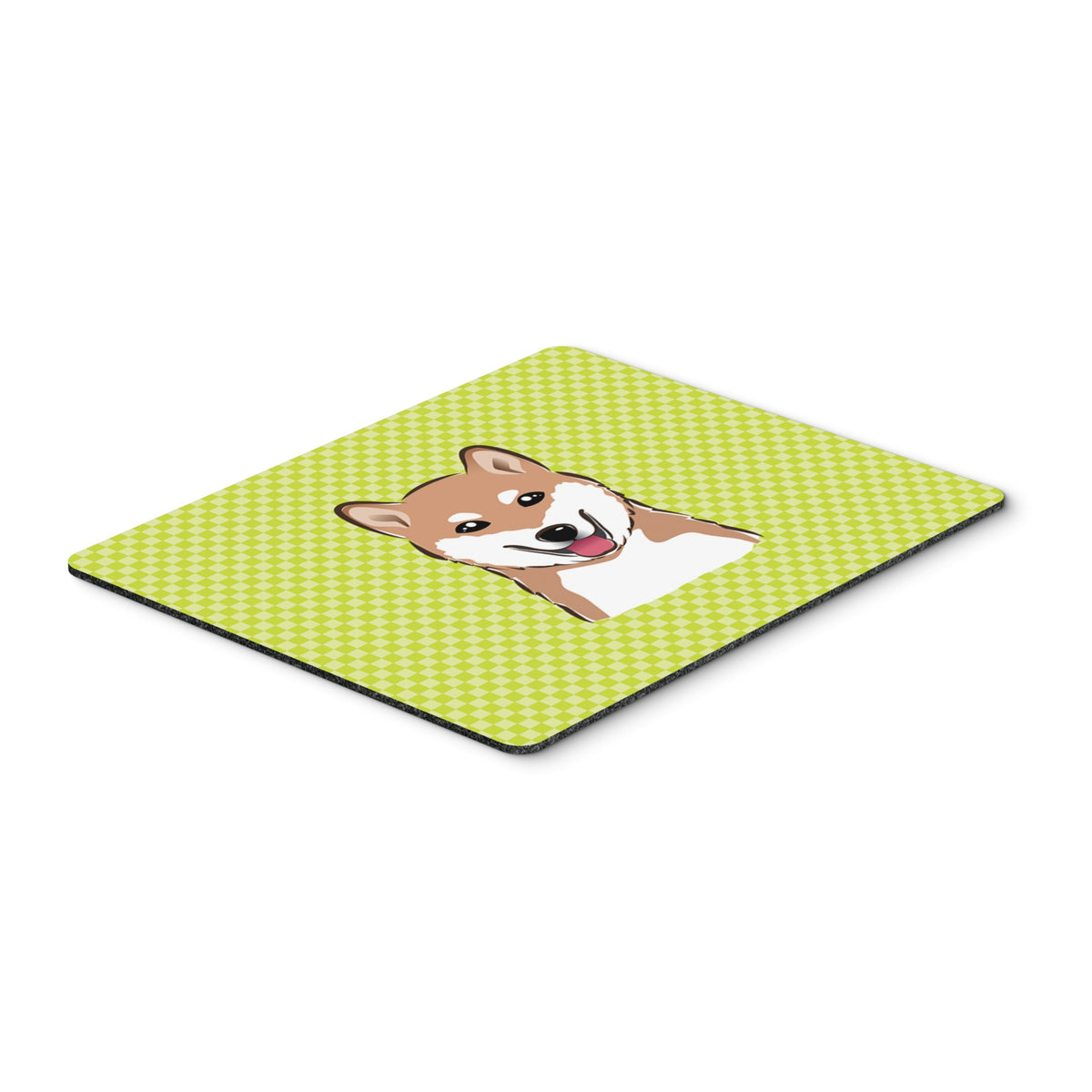 Caroline'S Treasures Checkerboard Lime Green Shiba Inu Mouse Pad/Hot Pad/Trivet (Bb1287Mp)