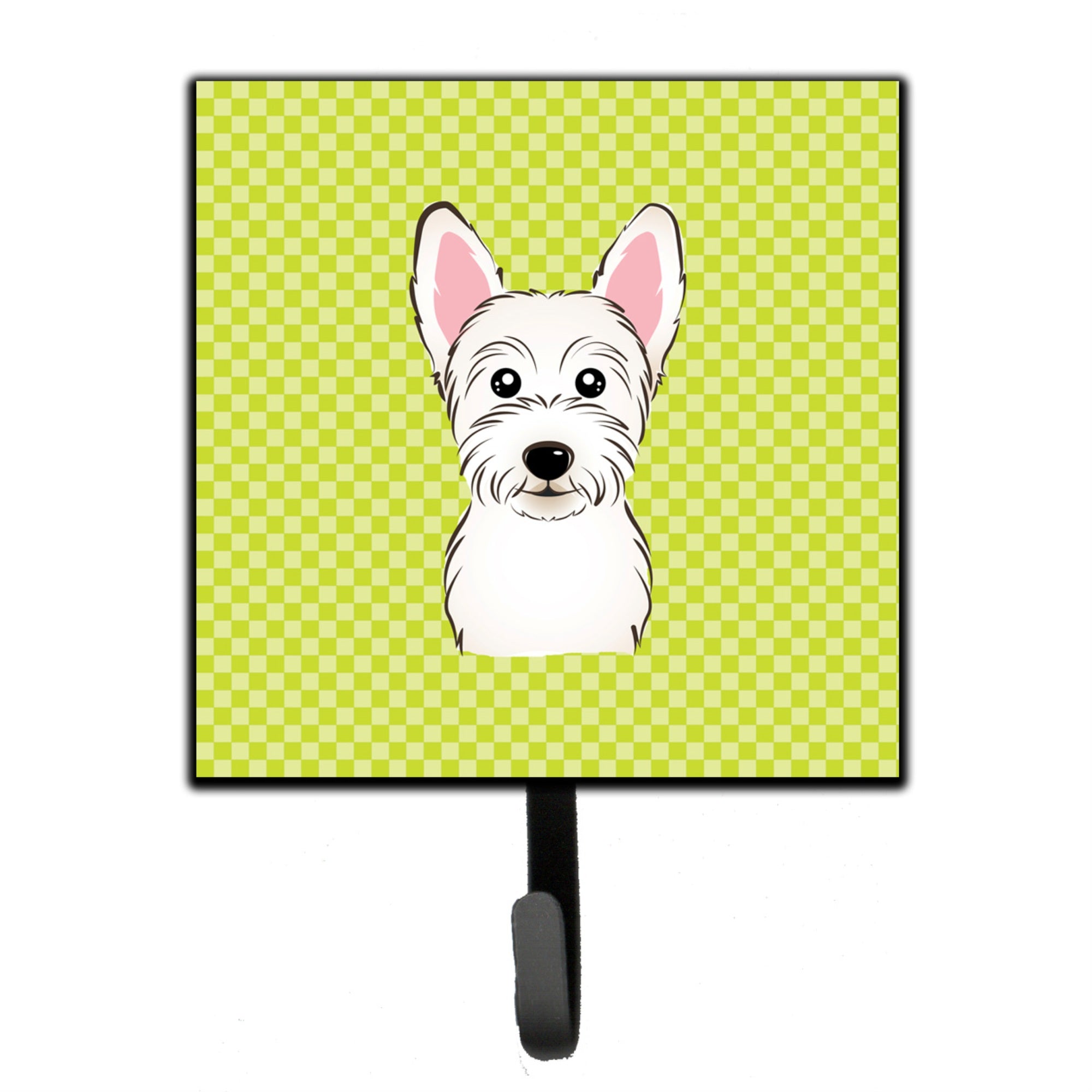 Caroline'S Treasures Bb1288Sh4 Checkerboard Lime Green Westie Leash Or Key Holder, Small, Multicolor