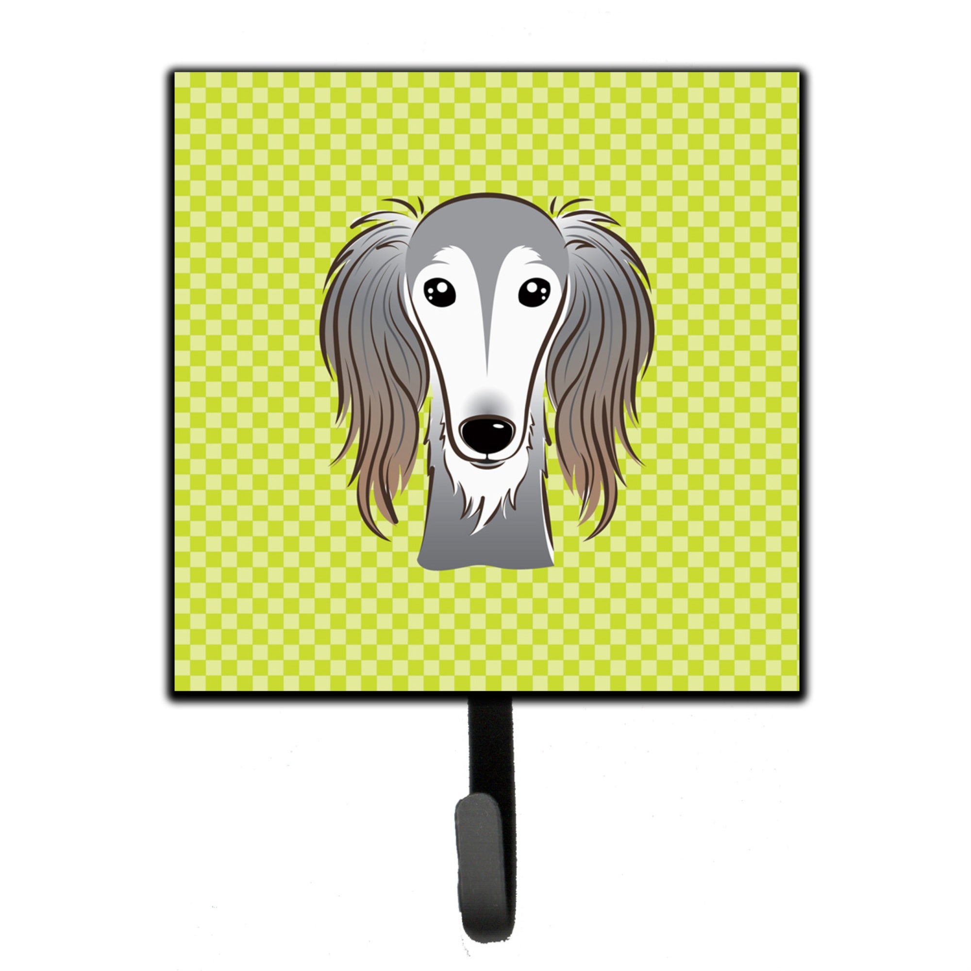 Caroline'S Treasures Bb1291Sh4 Checkerboard Lime Green Saluki Leash Or Key Holder, Small, Multicolor