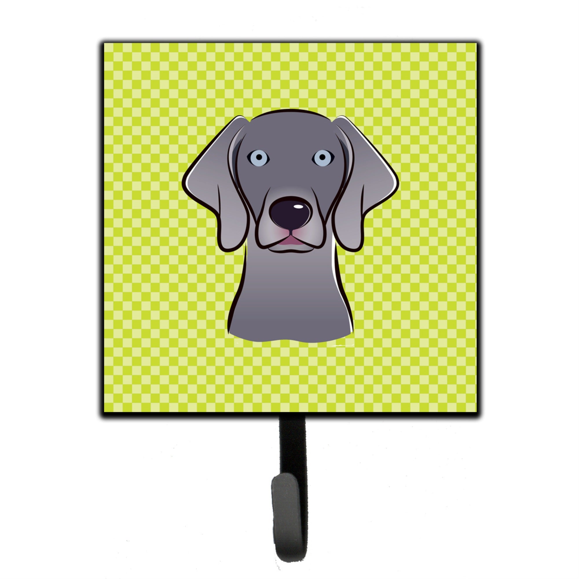 Caroline'S Treasures Bb1293Sh4 Checkerboard Lime Green Weimaraner Leash Or Key Holder, Small, Multicolor