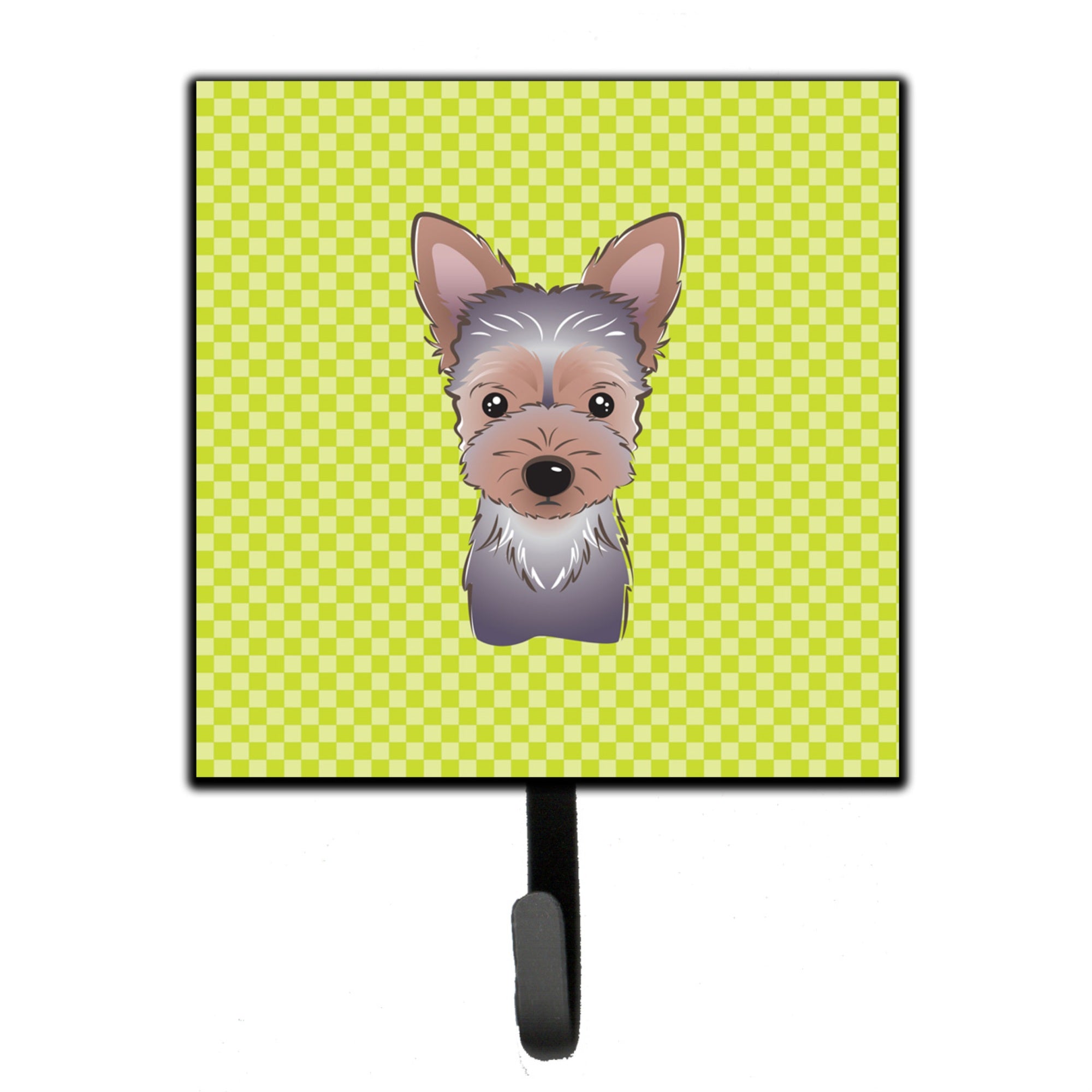 Caroline'S Treasures Bb1294Sh4 Checkerboard Lime Green Yorkie Puppy Leash Or Key Holder, Small, Multicolor