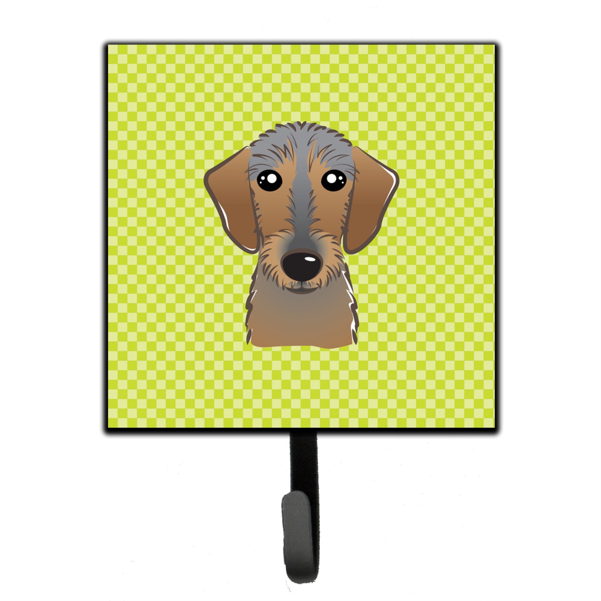 Caroline'S Treasures Bb1295Sh4 Checkerboard Lime Green Wirehaired Dachshund Leash Or Key Holder, Small, Multicolor