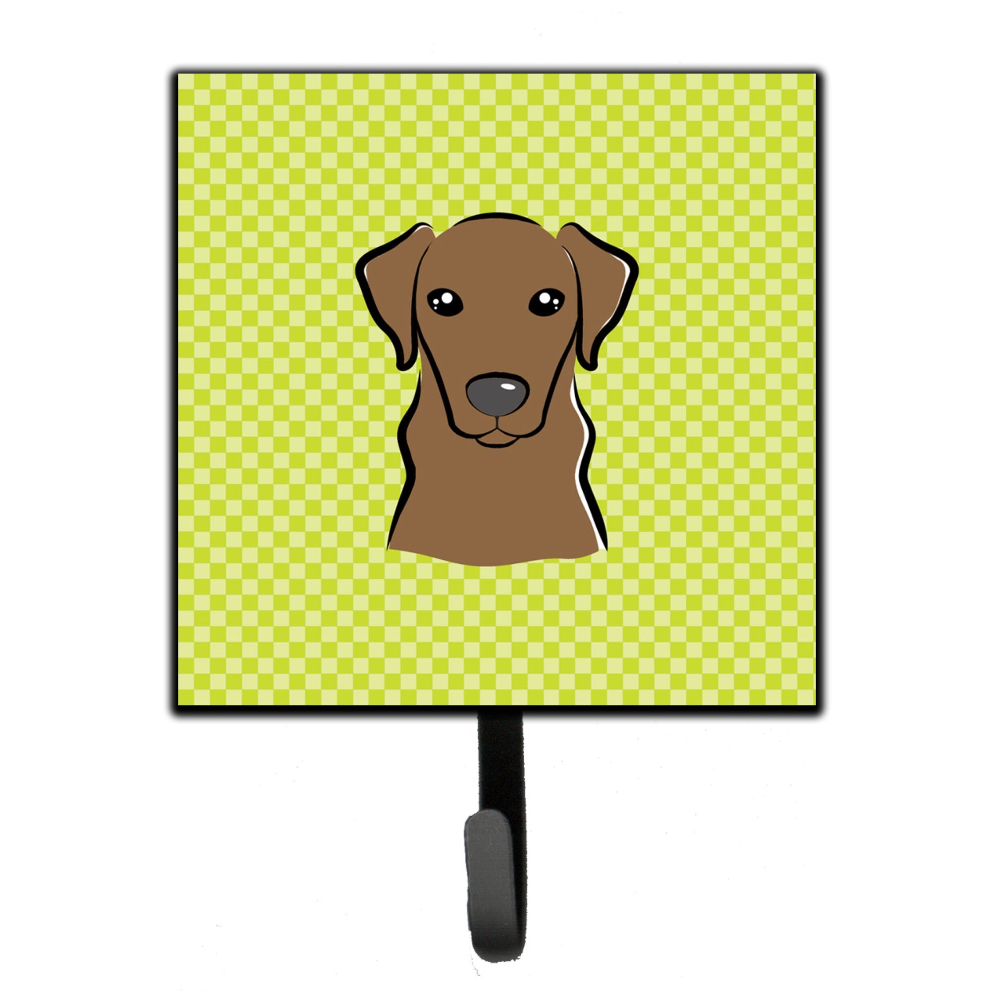 Caroline'S Treasures Bb1296Sh4 Checkerboard Lime Green Chocolate Labrador Leash Or Key Holder, Small, Multicolor