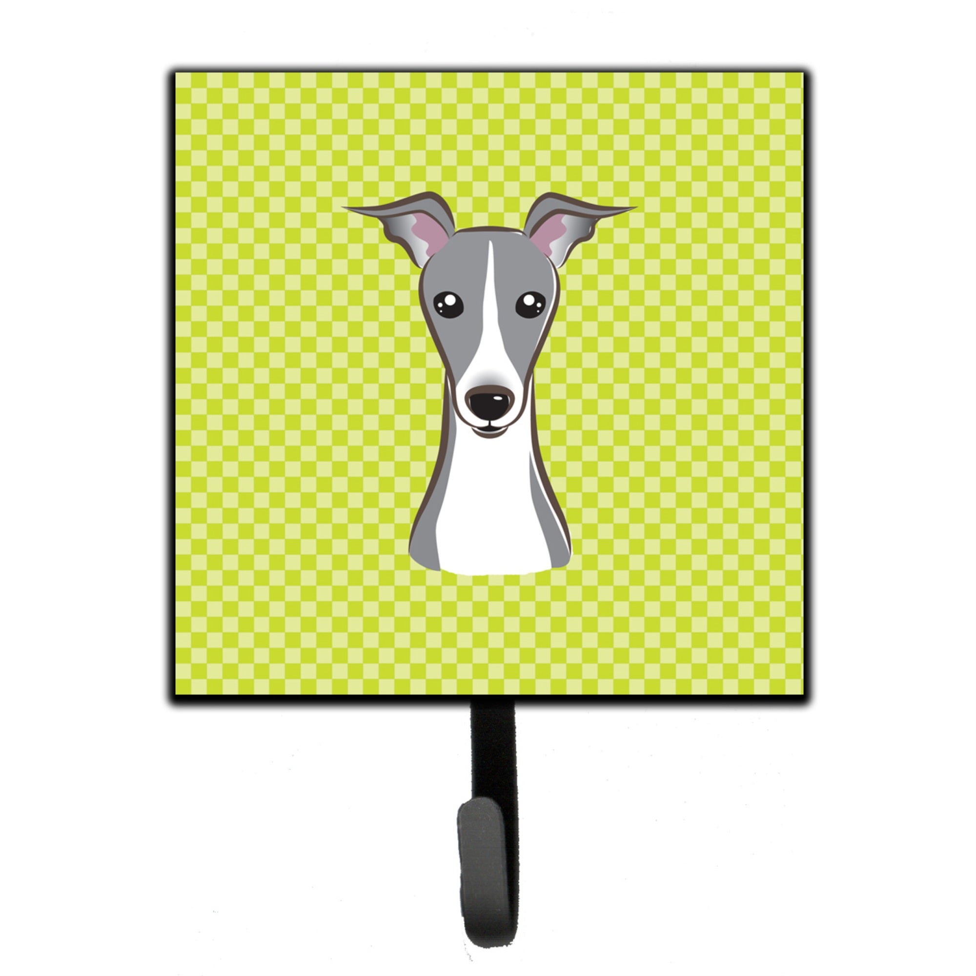 Caroline'S Treasures Bb1298Sh4 Checkerboard Lime Green Italian Greyhound Leash Or Key Holder, Small, Multicolor