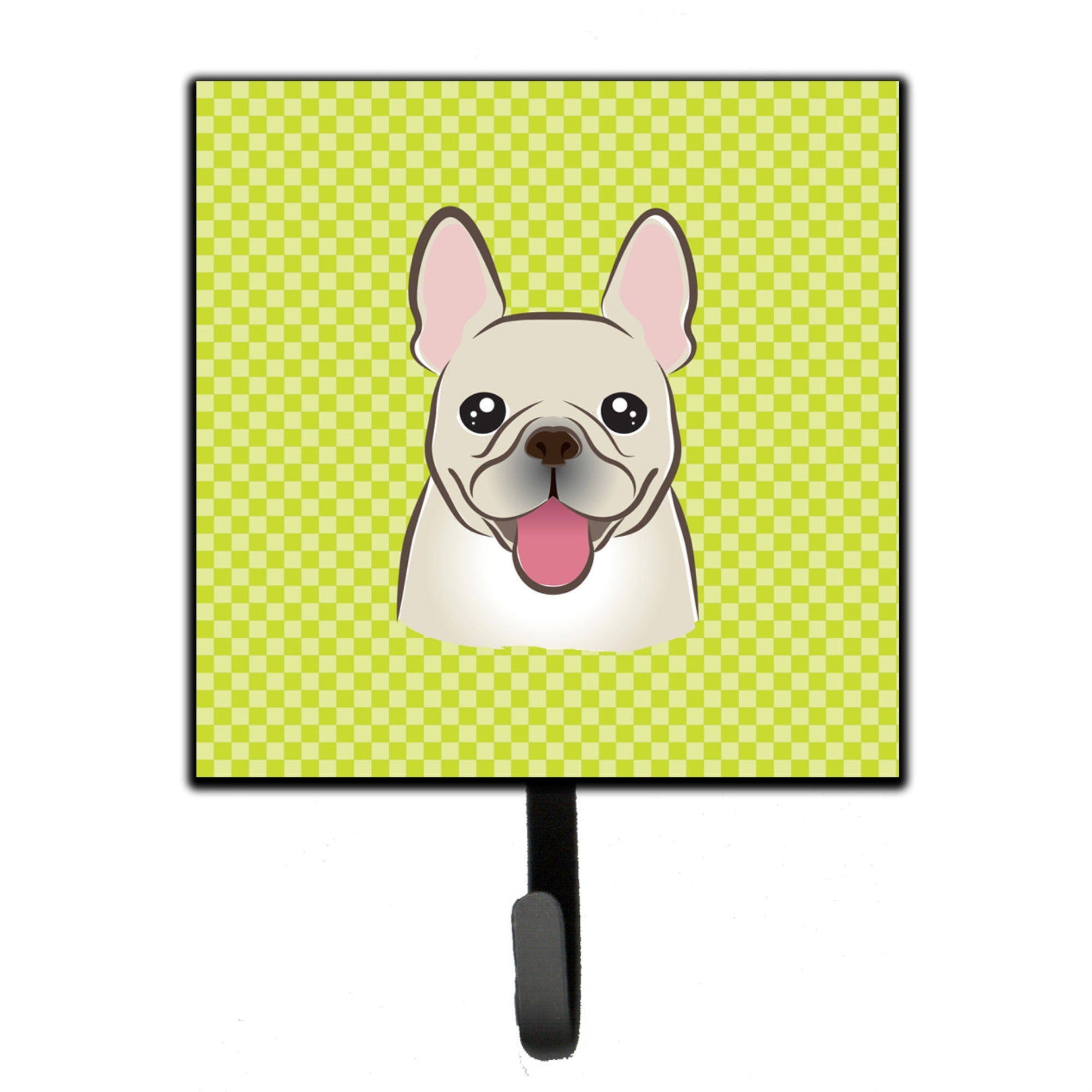 Caroline'S Treasures Bb1300Sh4 Checkerboard Lime Green French Bulldog Leash Or Key Holder, Small, Multicolor