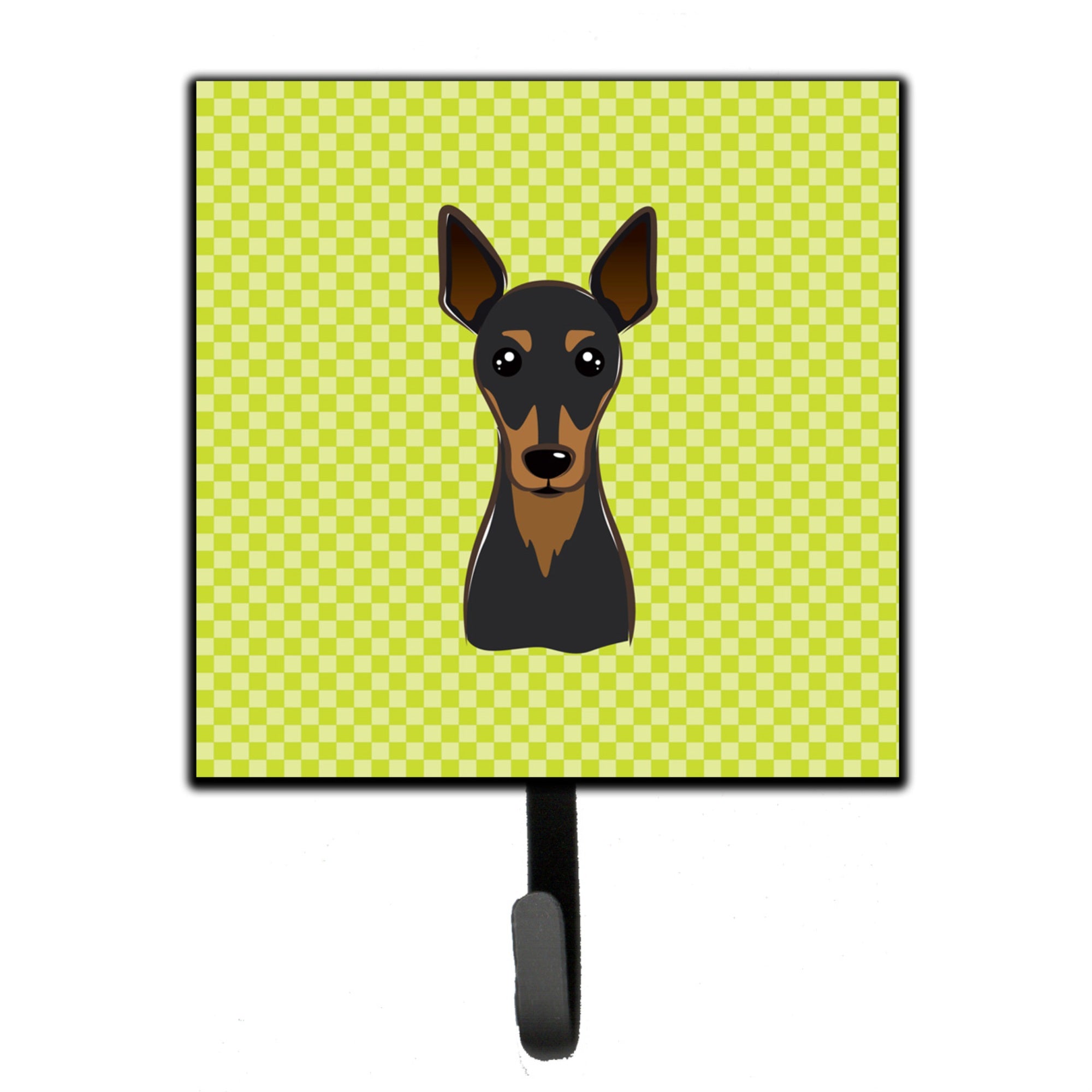 Caroline'S Treasures Bb1302Sh4 Checkerboard Lime Green Min Pin Leash Or Key Holder, Small, Multicolor