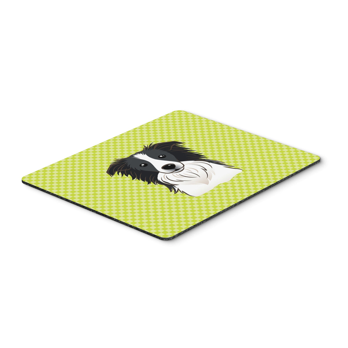 Caroline'S Treasures Checkerboard Lime Green Border Collie Mouse Pad/Hot Pad/Trivet (Bb1303Mp)