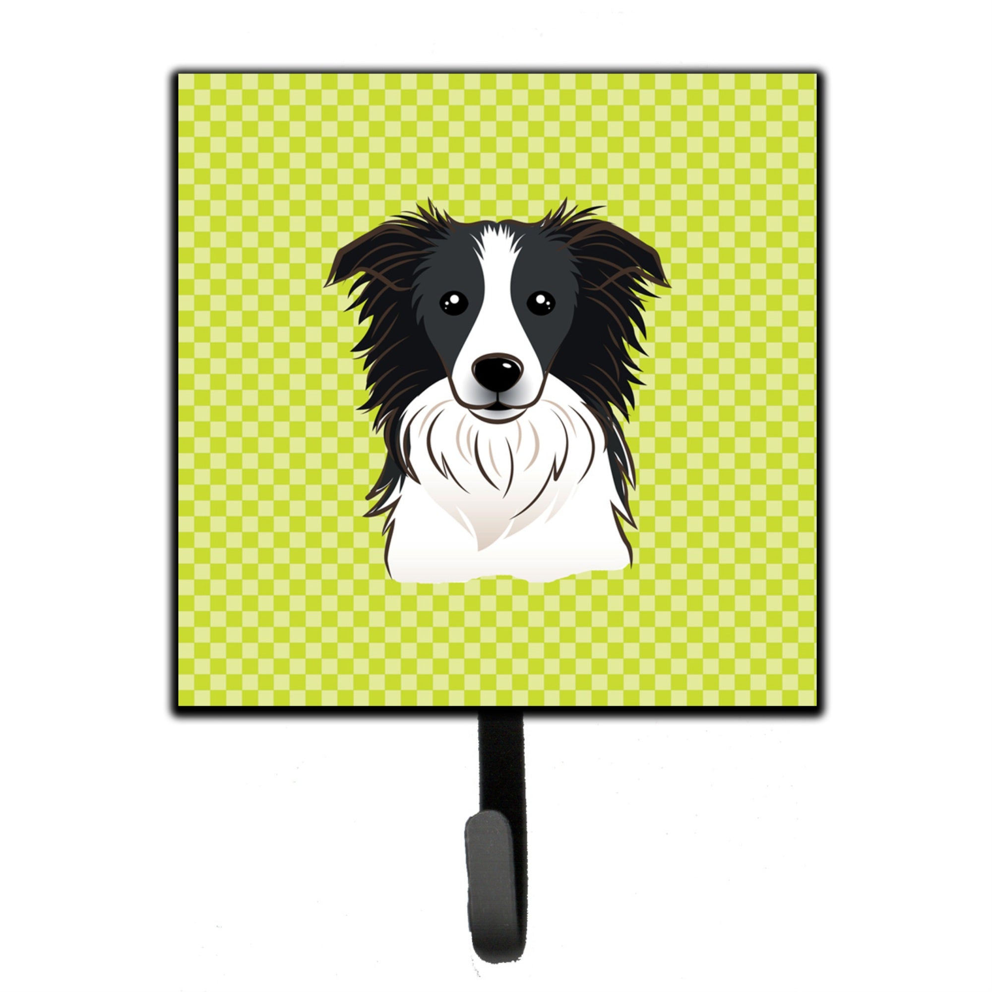 Caroline'S Treasures Bb1303Sh4 Checkerboard Lime Green Border Collie Leash Or Key Holder, Small, Multicolor