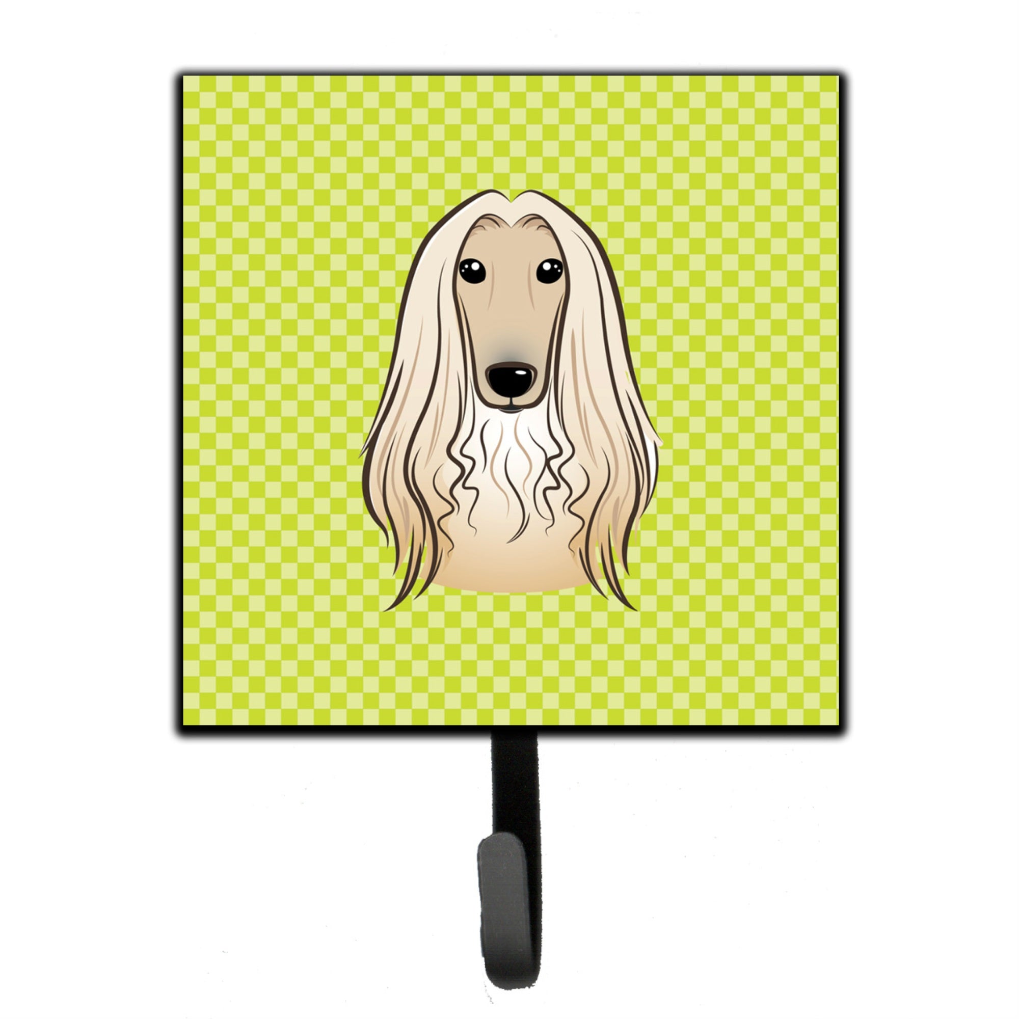 Caroline'S Treasures Bb1306Sh4 Checkerboard Lime Green Afghan Hound Leash Or Key Holder, Small, Multicolor