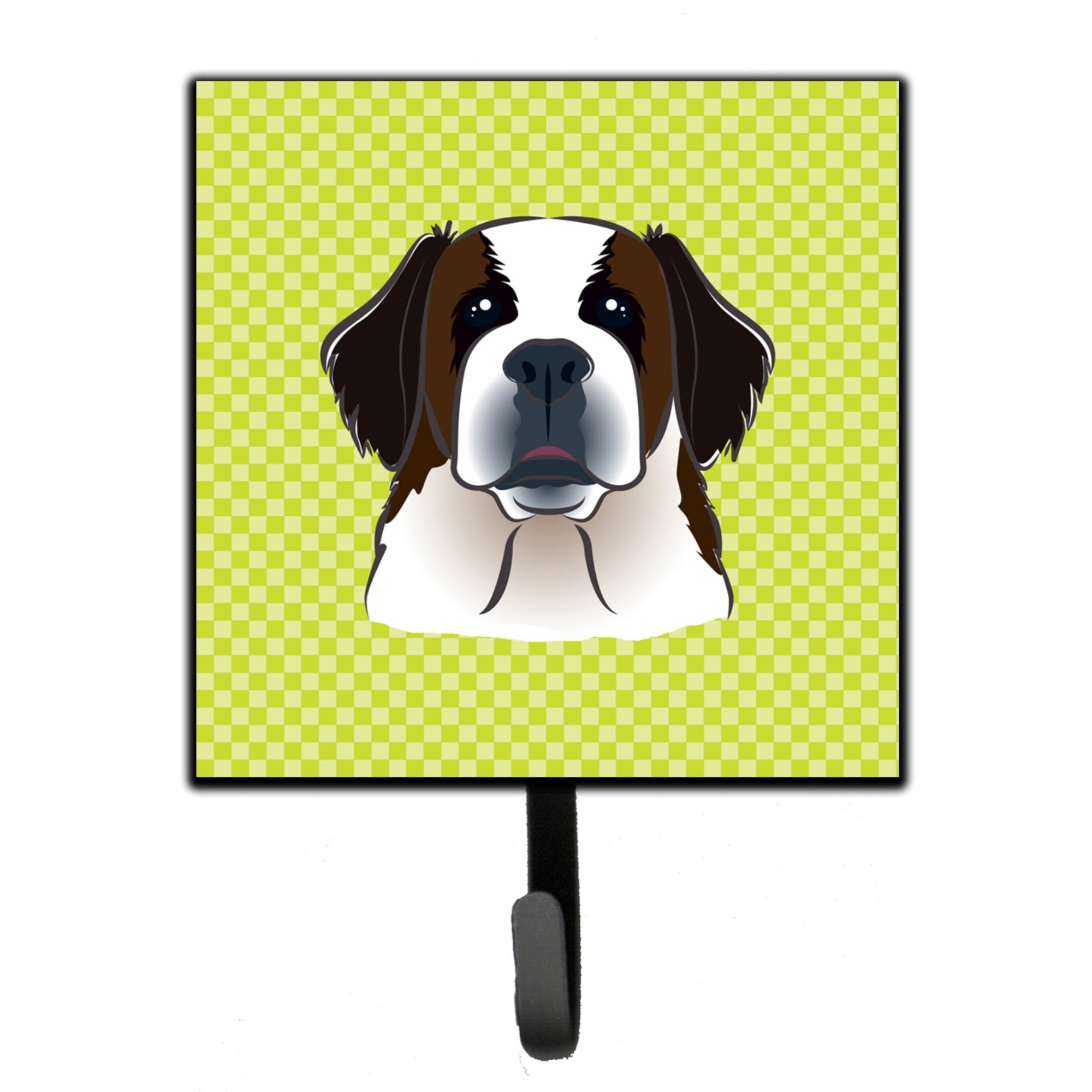 Caroline'S Treasures Bb1308Sh4 Checkerboard Lime Green Saint Bernard Leash Or Key Holder, Small, Multicolor