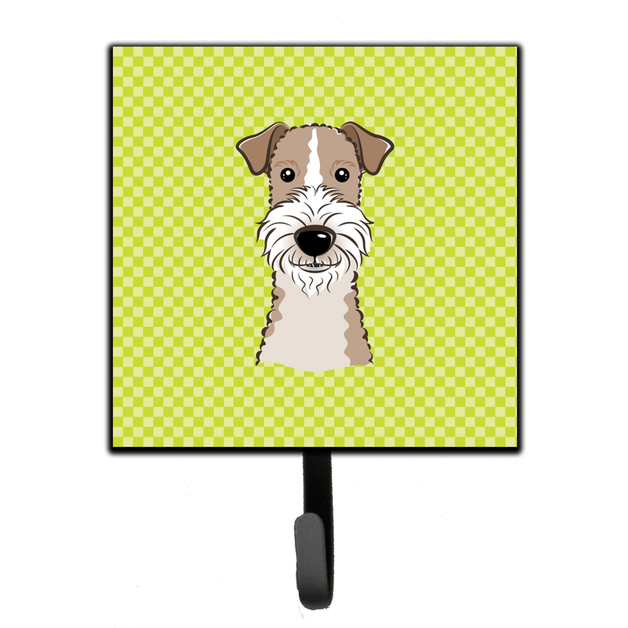 Caroline'S Treasures Bb1309Sh4 Checkerboard Lime Green Wire Haired Fox Terrier Leash Or Key Holder, Small, Multicolor